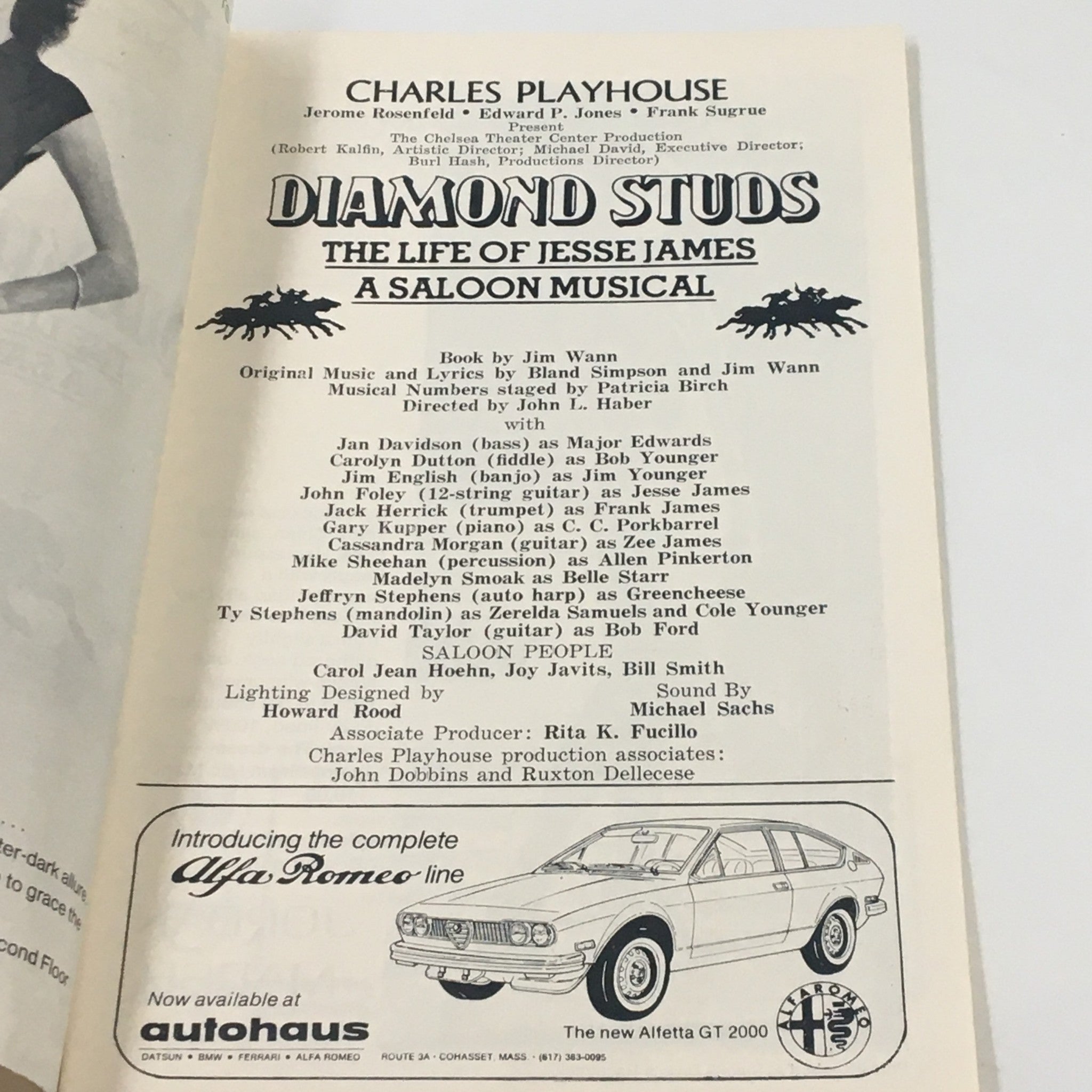 1975 Playbill Charles Playhouse Diamond Studs The Life of Jesse James