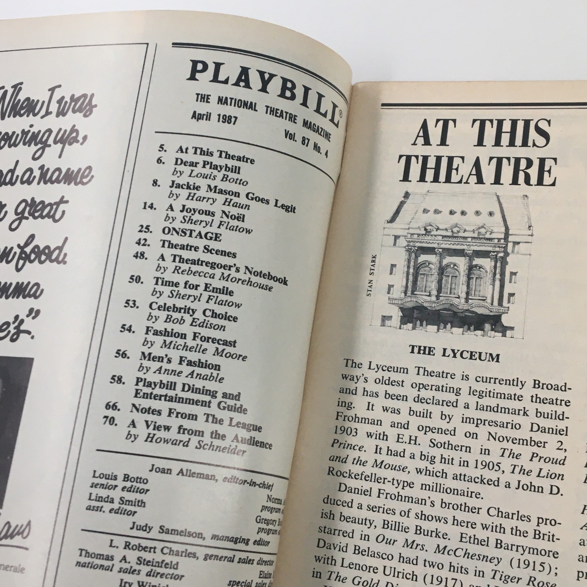 1987 Playbill Lyceum Theatre Harvey Fierstein's Safe Sex by Eric Concklin