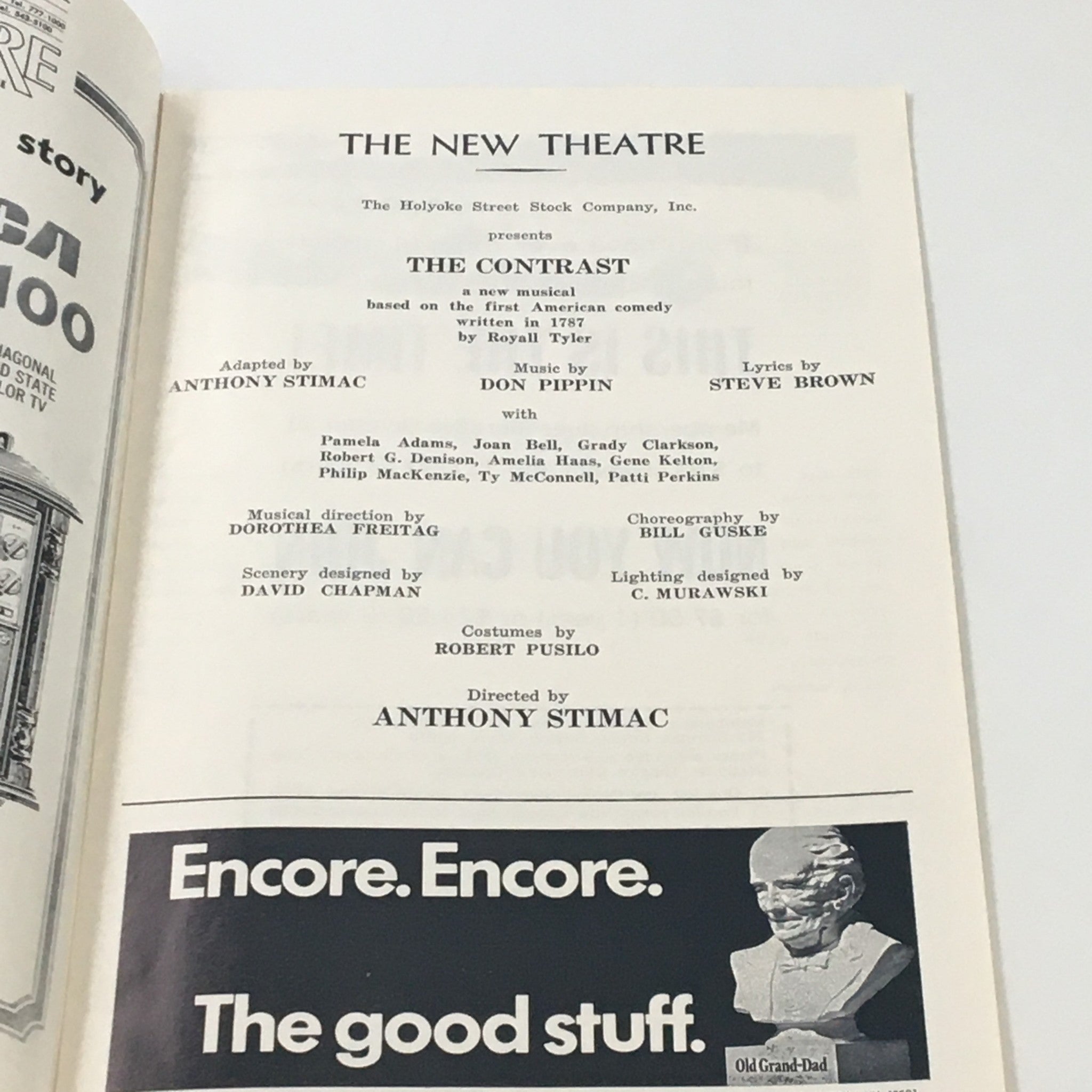 1972 Playbill The New Theatre The Contrast by Anthony Stimac