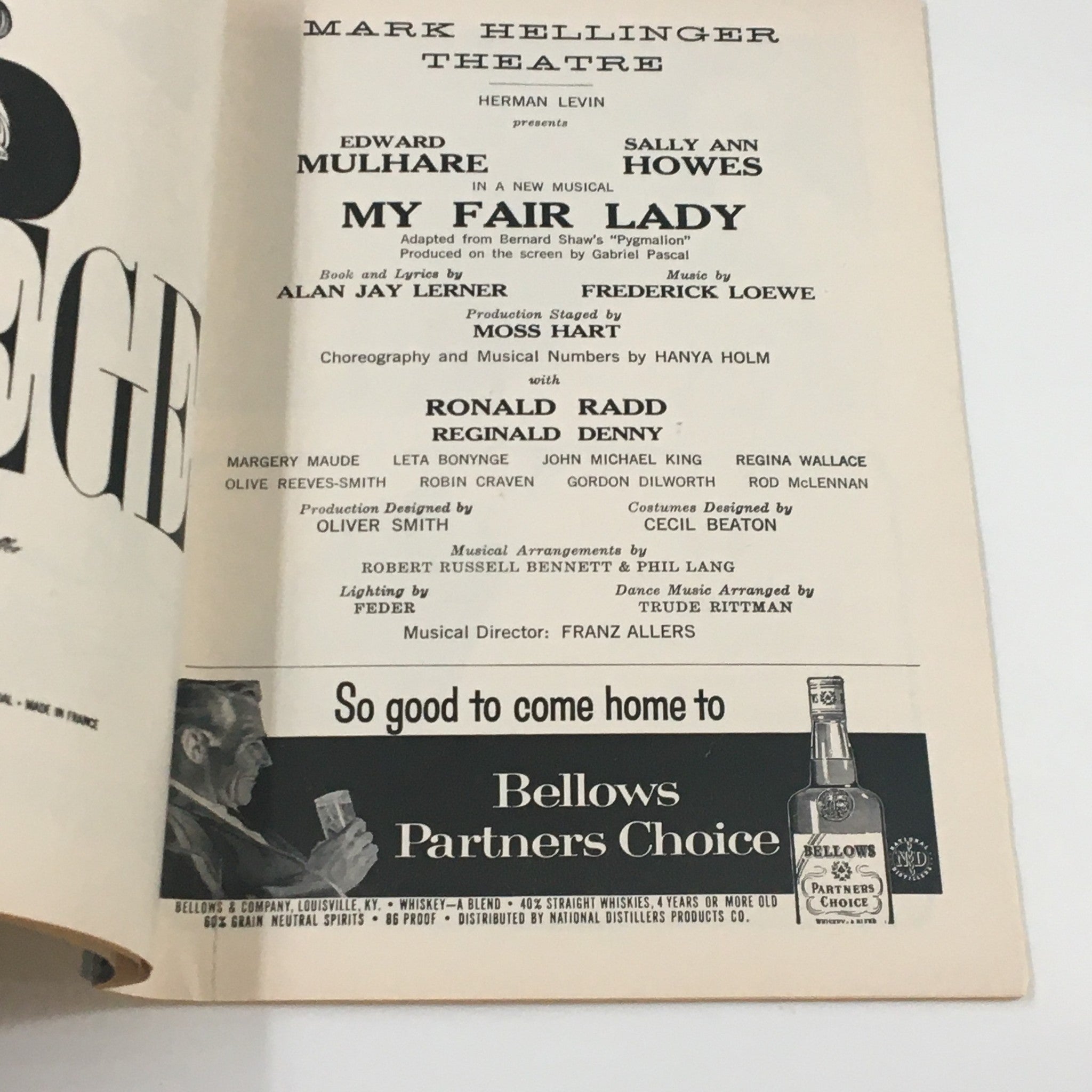 1959 Playbill Mark Hellinger Theatre Edward Mulhare in My Fair Lady