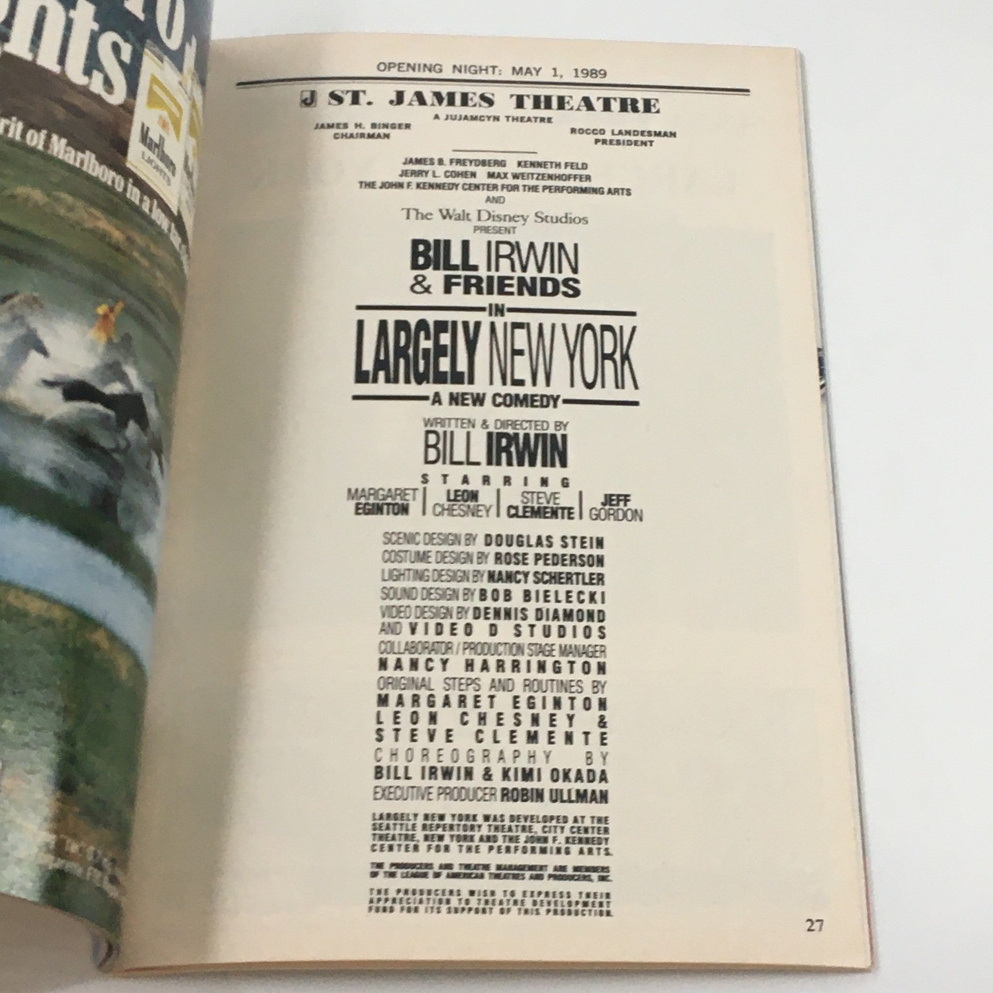 1989 Playbill St. James Theatre Bill Irwin & Friends in Largely New York