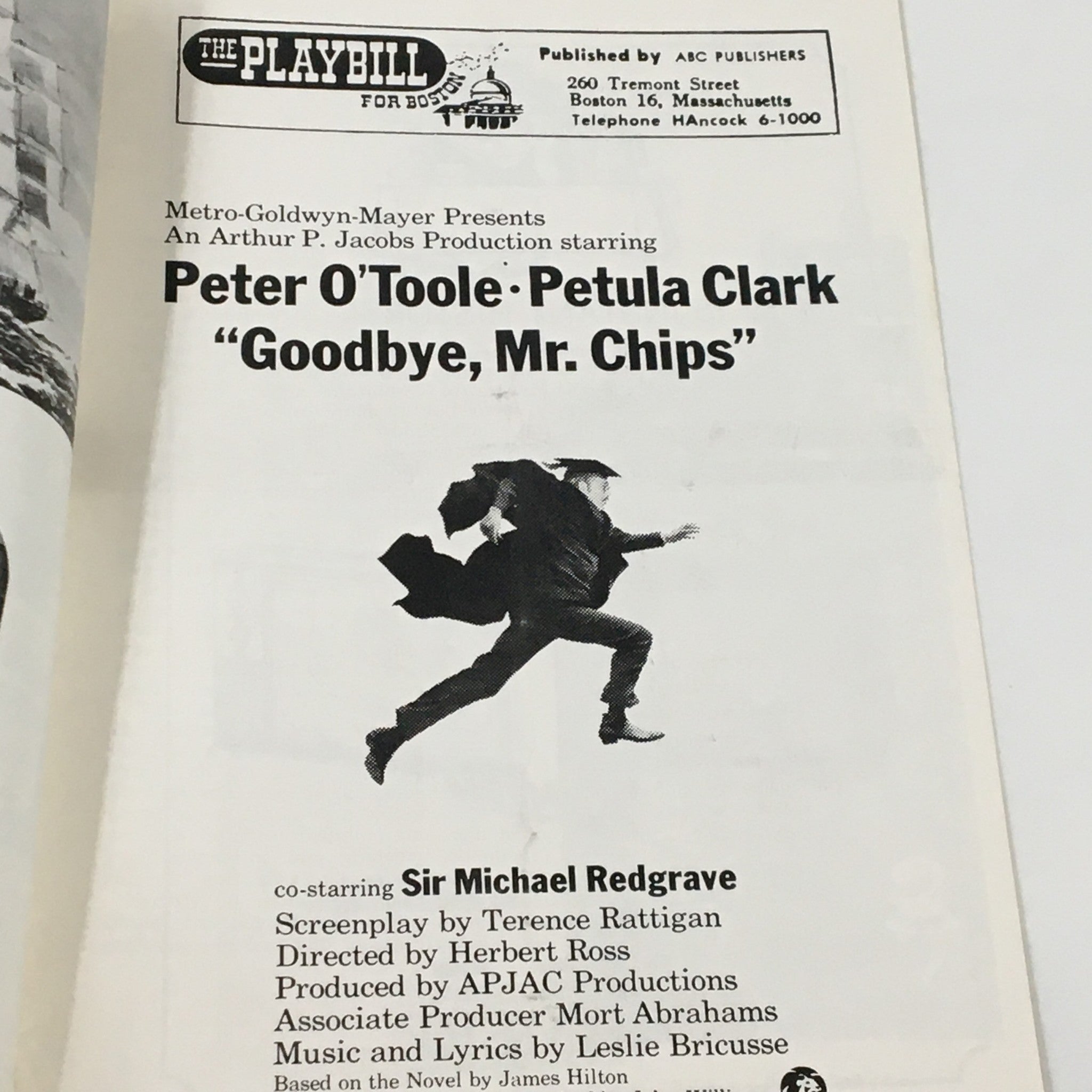 1969 Playbill The Gary Theatre Peter O'Toole Petula Clark in Goodbye Mr. Chips