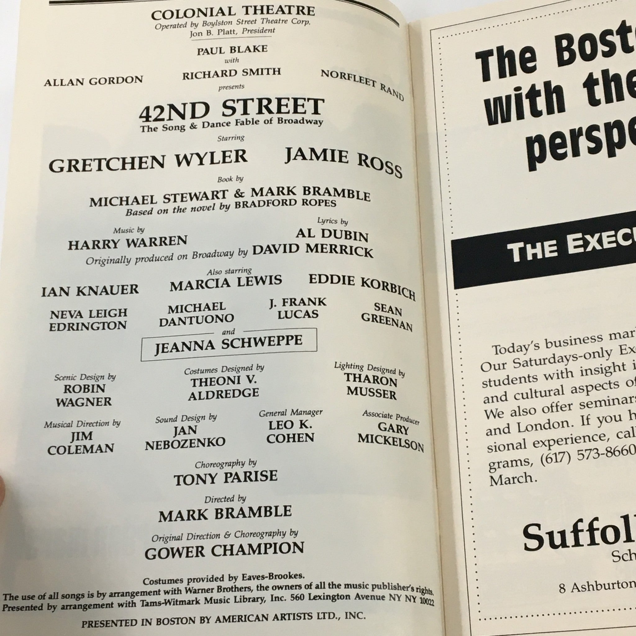 1993 Playbill Colonial Theatre Allan Gordon in 42nd Street by Gower Champion