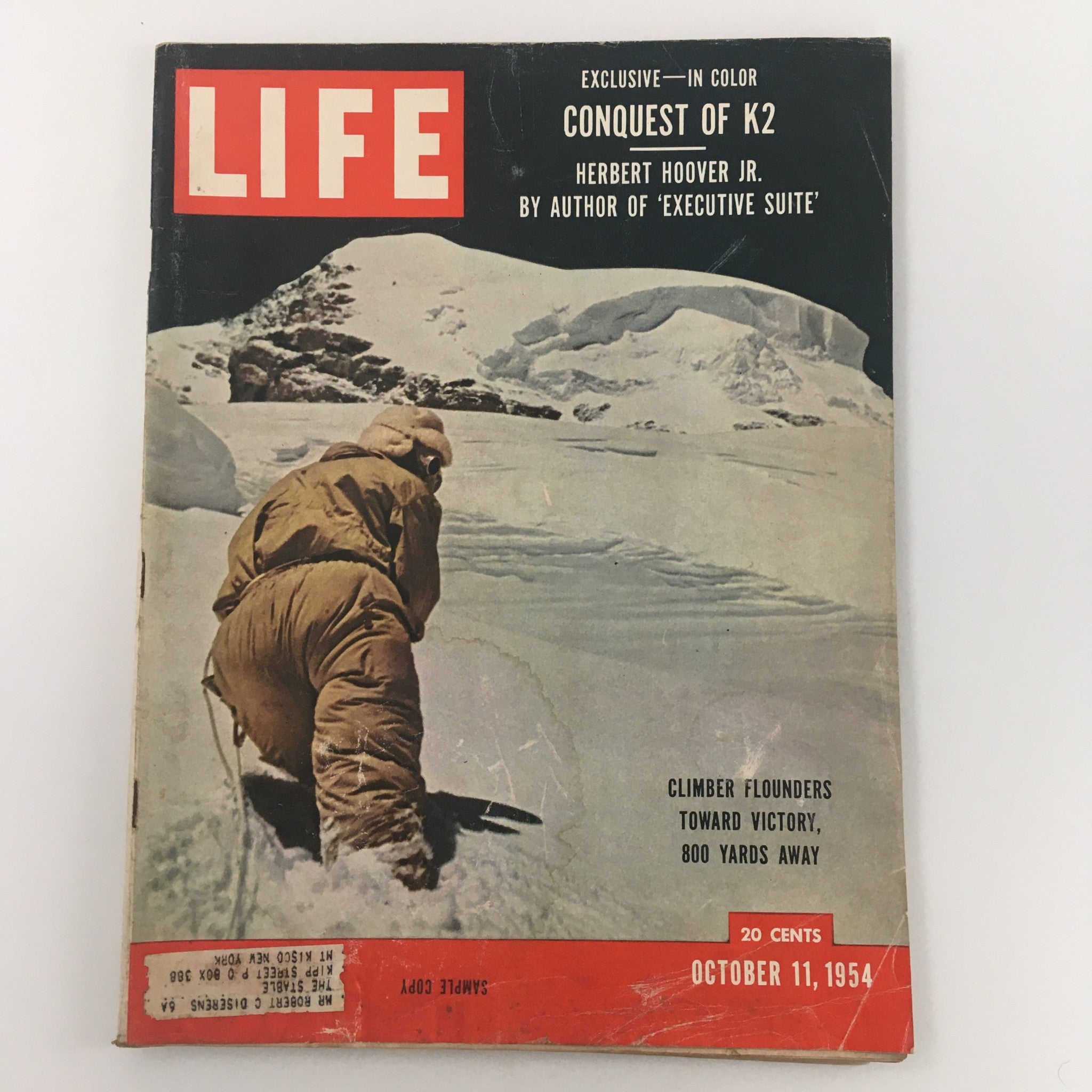 VTG Life Magazine October 11 1954 Climber Founders Toward Victory 800 Yards Away