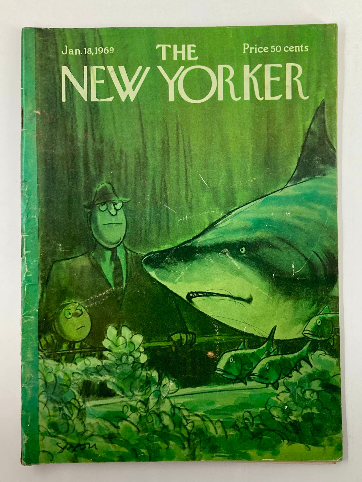 The New Yorker Full Magazine January 18 1969 Shark Tank Charles Saxon No Label