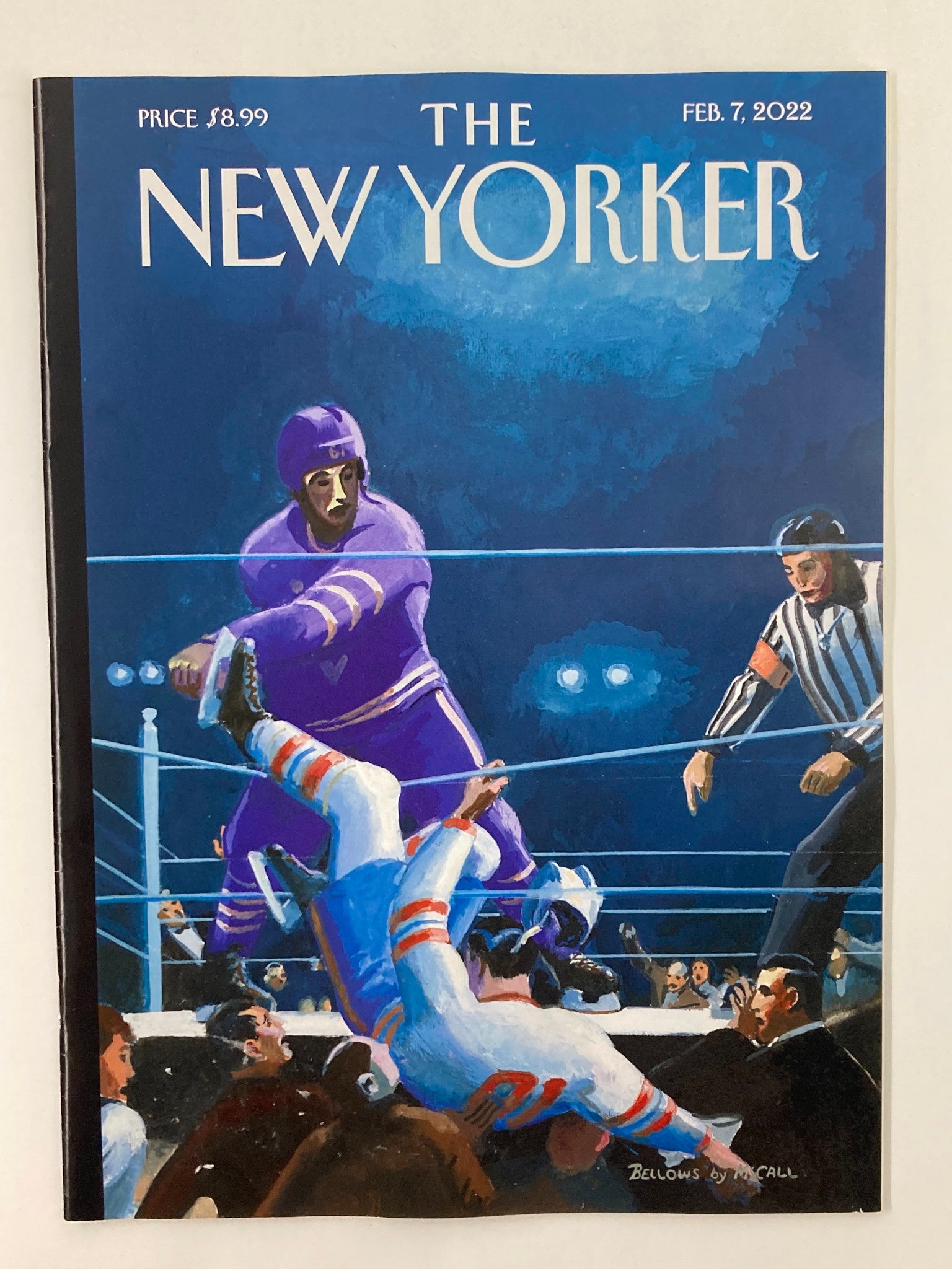 The New Yorker Full Magazine February 7 2022 Boxing Rink by Bruce McCall