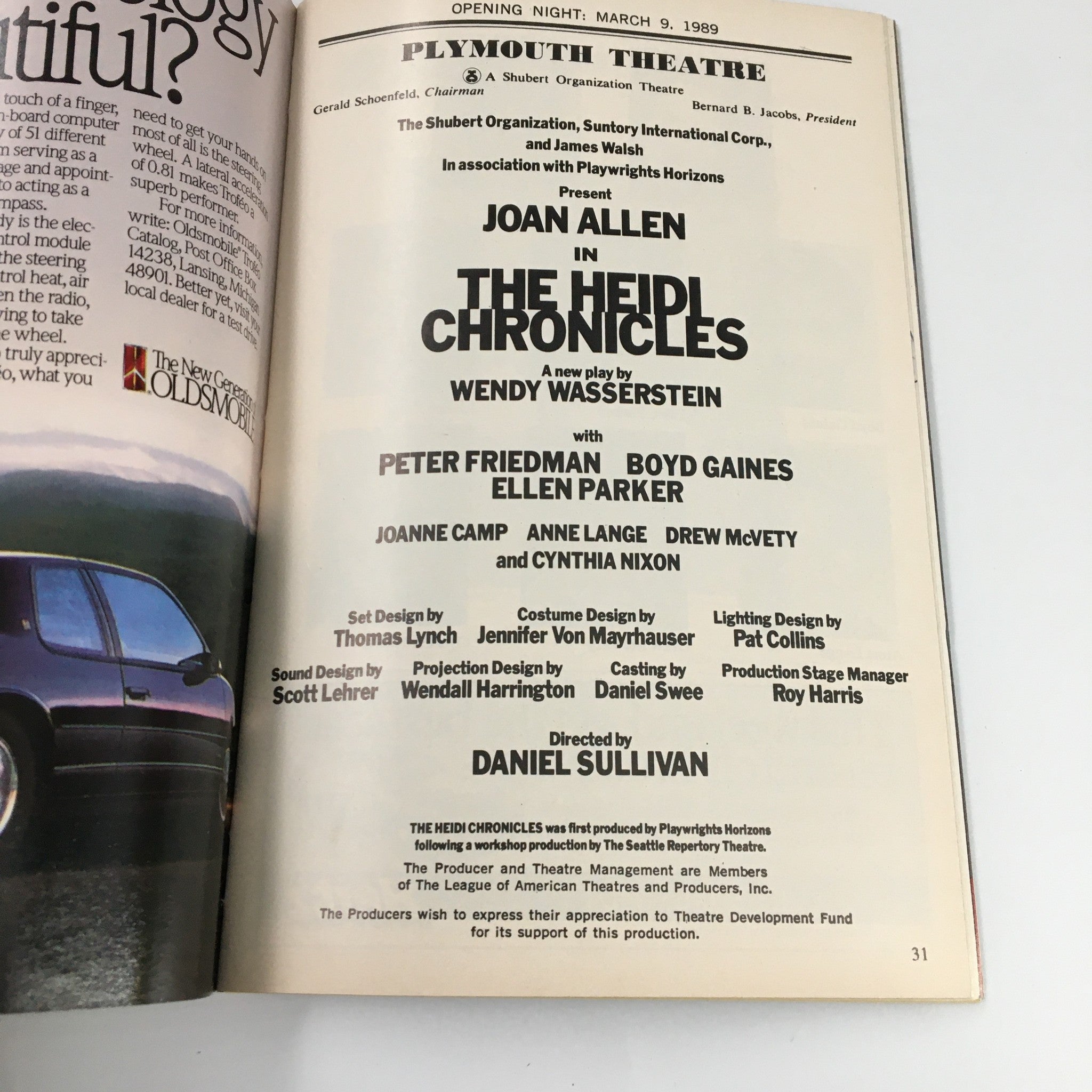 1989 Playbill Plymouth Theatre Vol. 89 #3 Joan Allen in The Heidi Chronicles