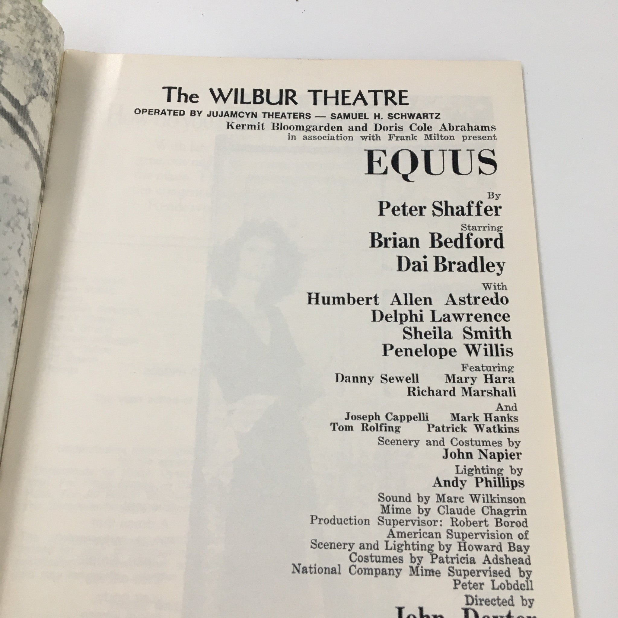 1975 Playbill The Wilbur Theatre Vol. 12 #11 Brian Bedford in Equus