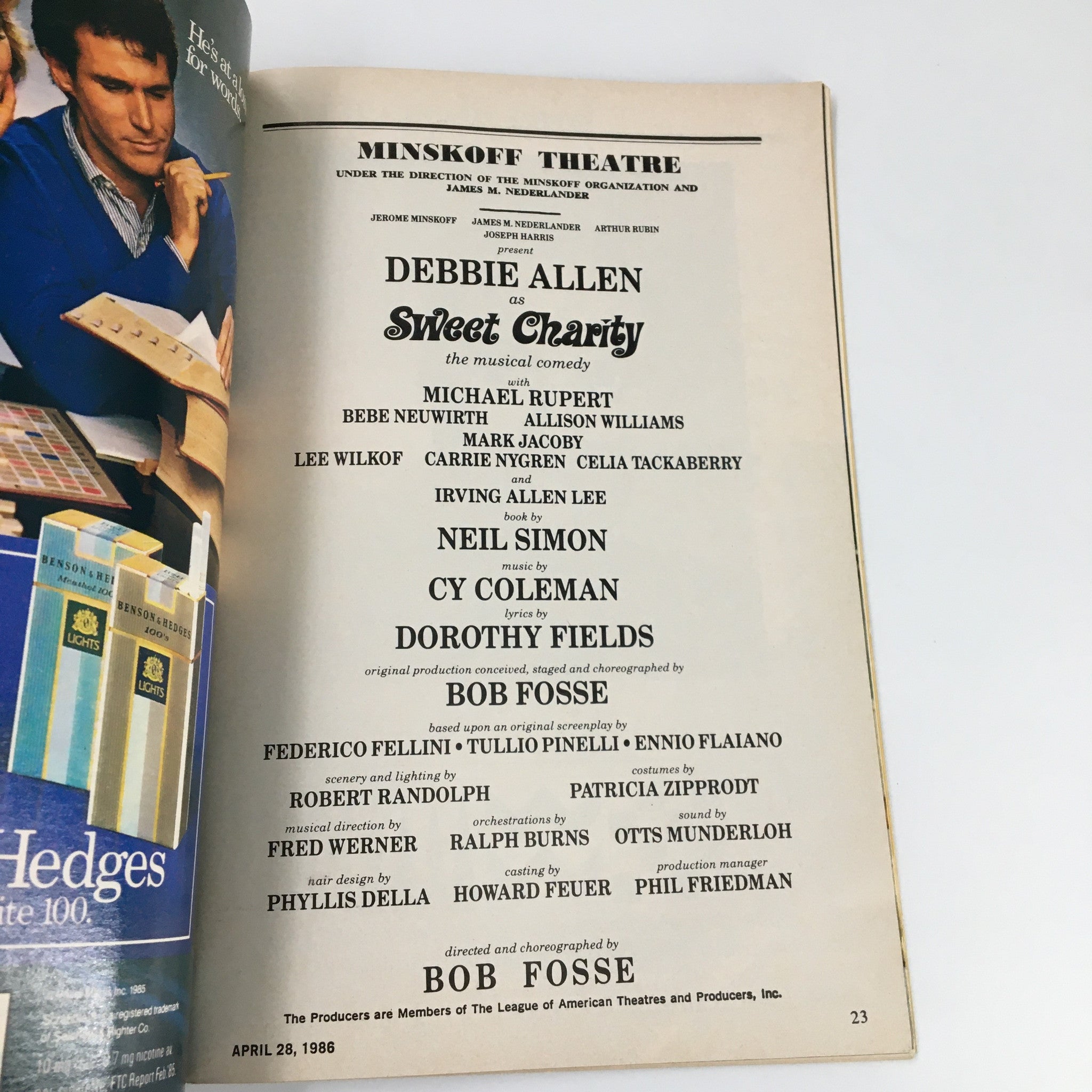 1986 Playbill Minskoff Theatre Vol. 86 #4 Debbie Allen as Sweet Charity