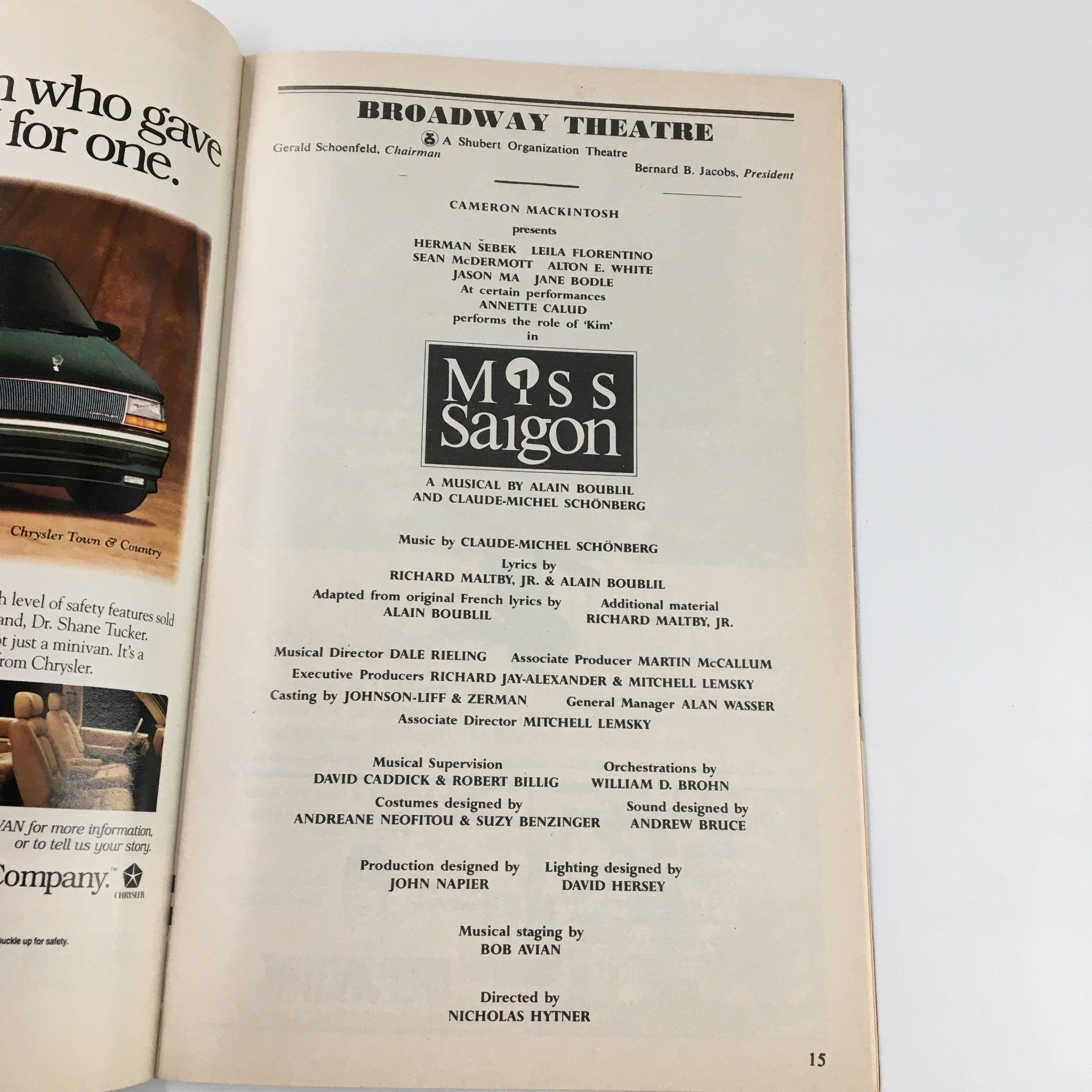 1993 Playbill Broadway Theatre Vol 93 #1 Leila Florentino in Miss Saigon