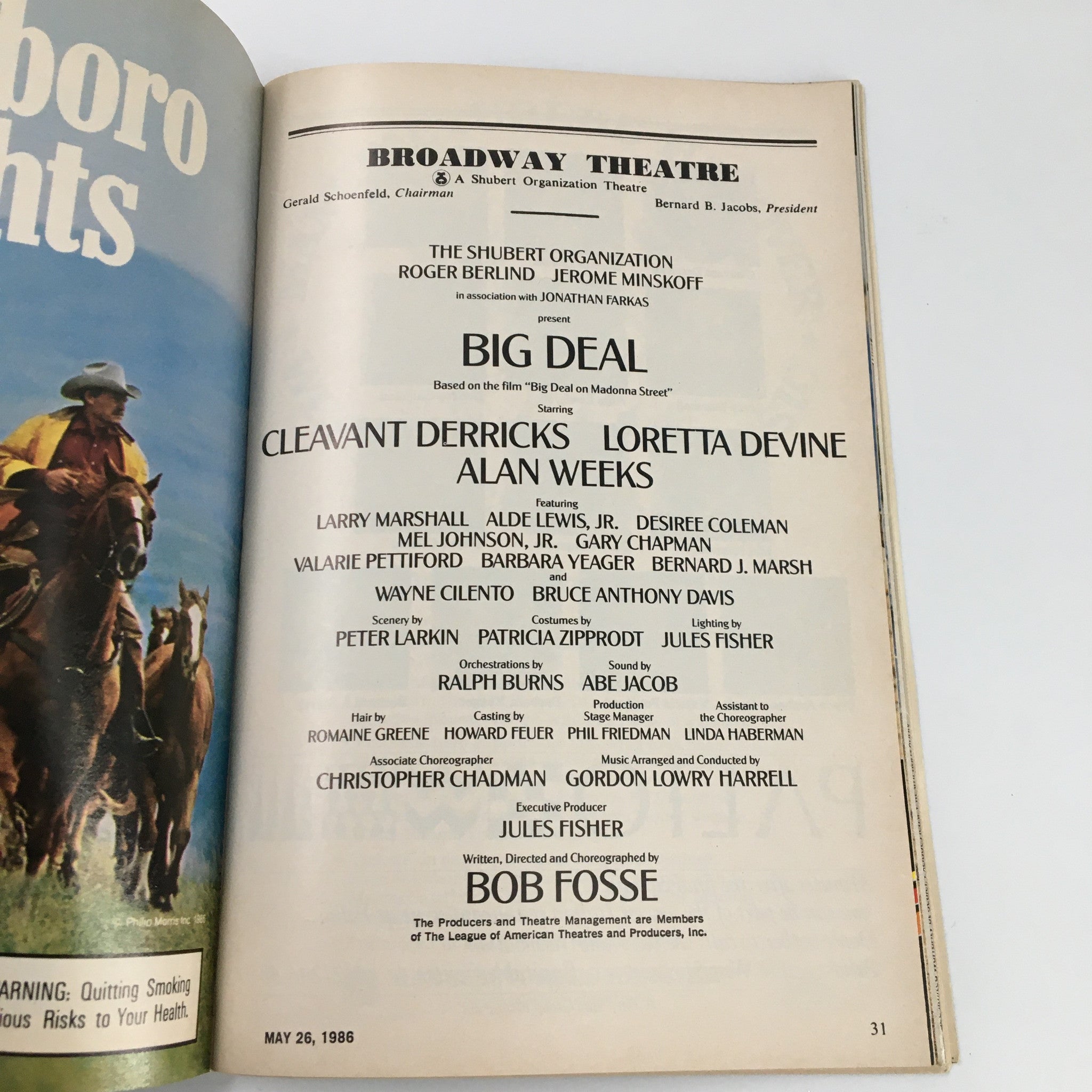 1986 Playbill Broadway Theatre Vol. 86 #5 Cleavant Derricks in Big Deal