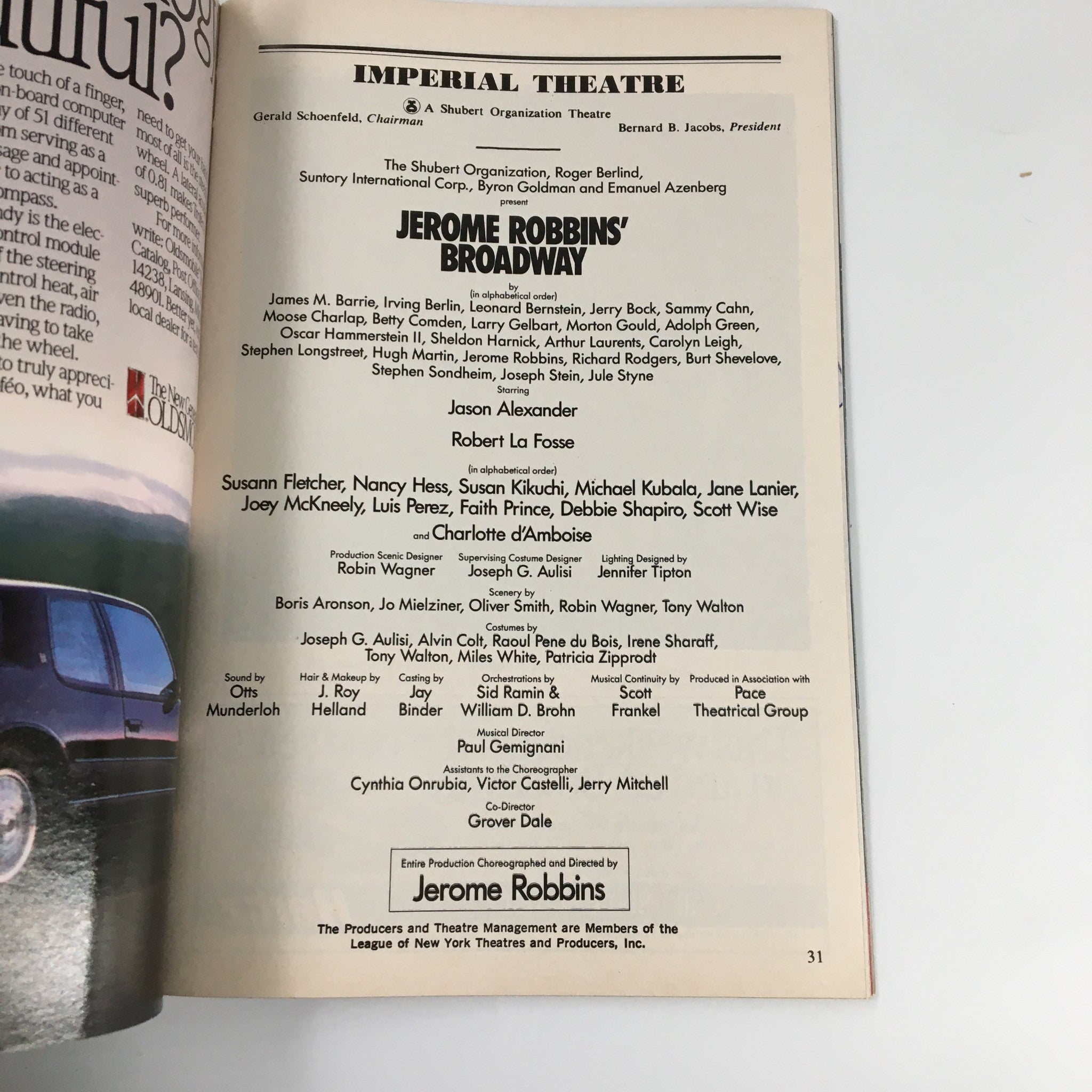 1989 Playbill Imperial Theatre Jason Alexander in Jerome Robbins' Broadway