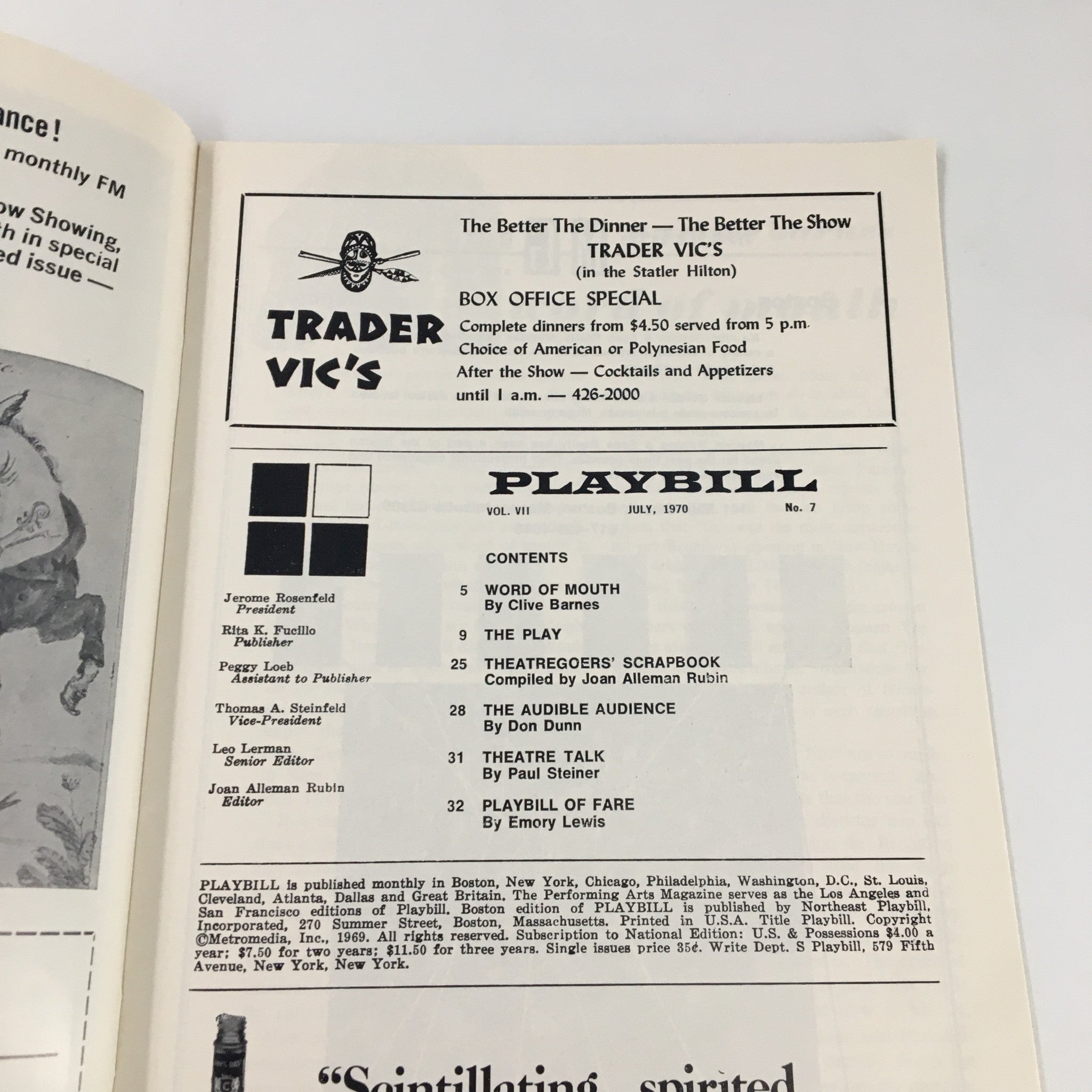 1970 Playbill Charles Playhouse Vol 7 #7 Jacques Brel is Alive & Well & in Paris