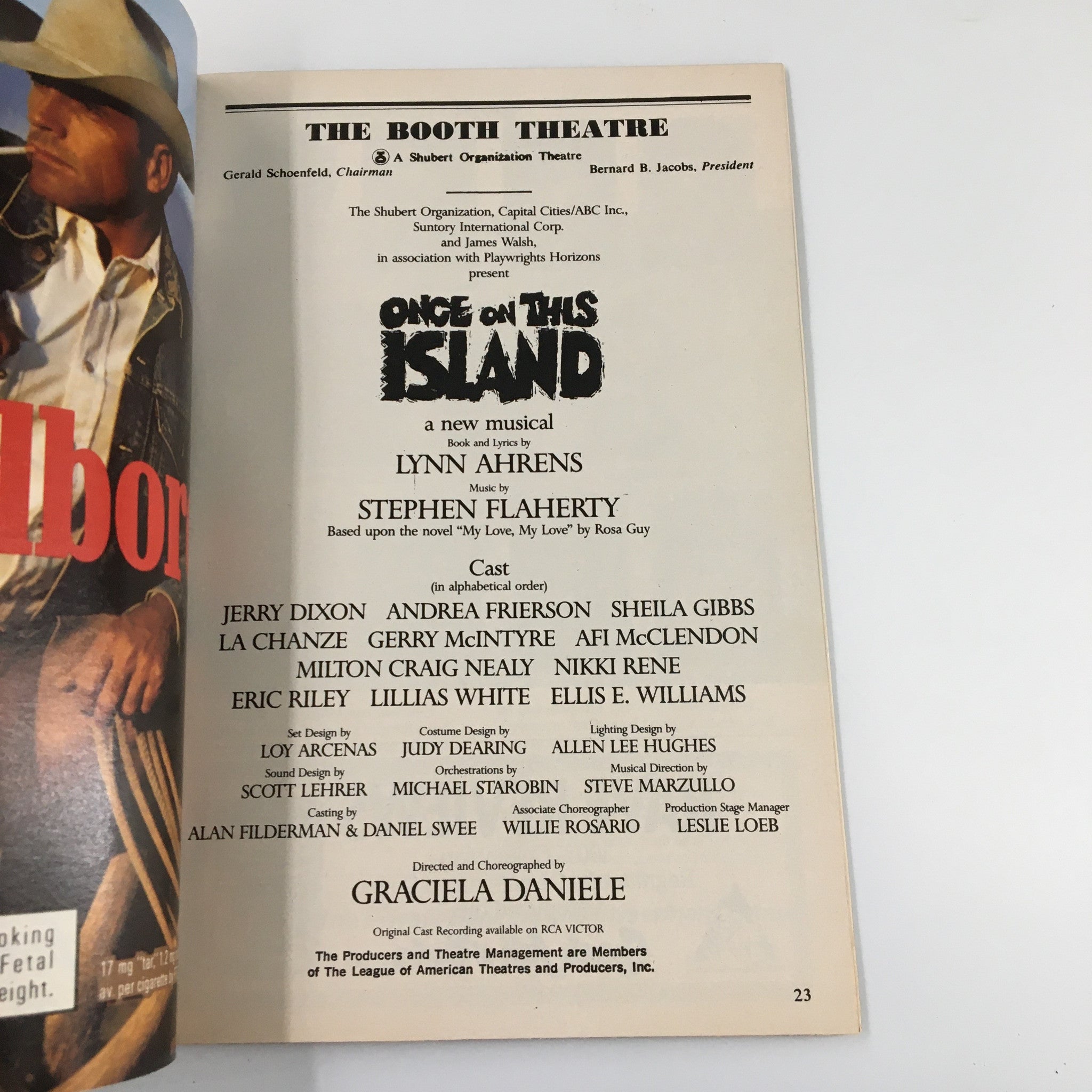 1991 Playbill The Booth Theatre Once On This Island by Graciela Daniele