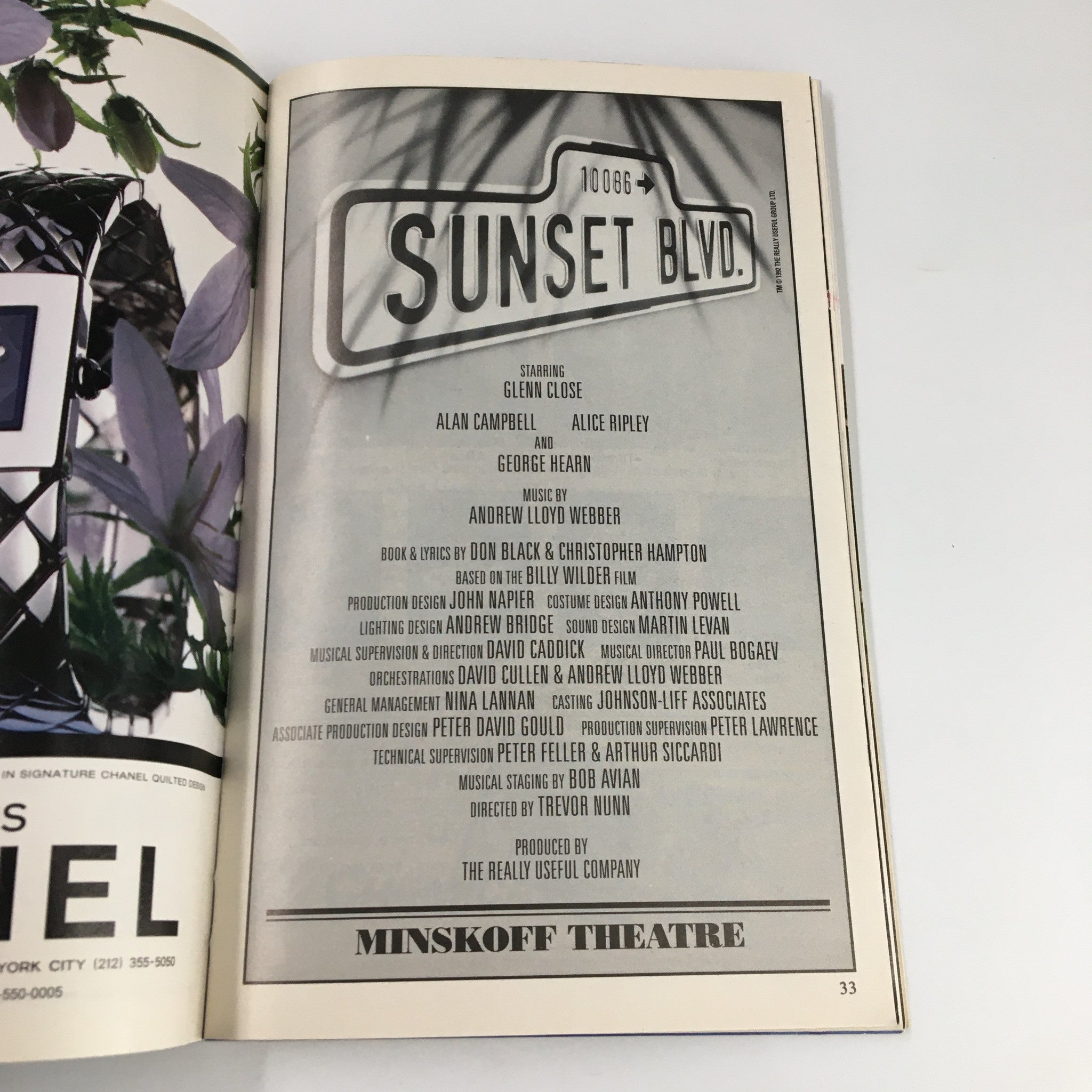 1994 Playbill Minskoff Theatre Glenn Close in 10086 Sunset Blvd. by Trevor Nunn