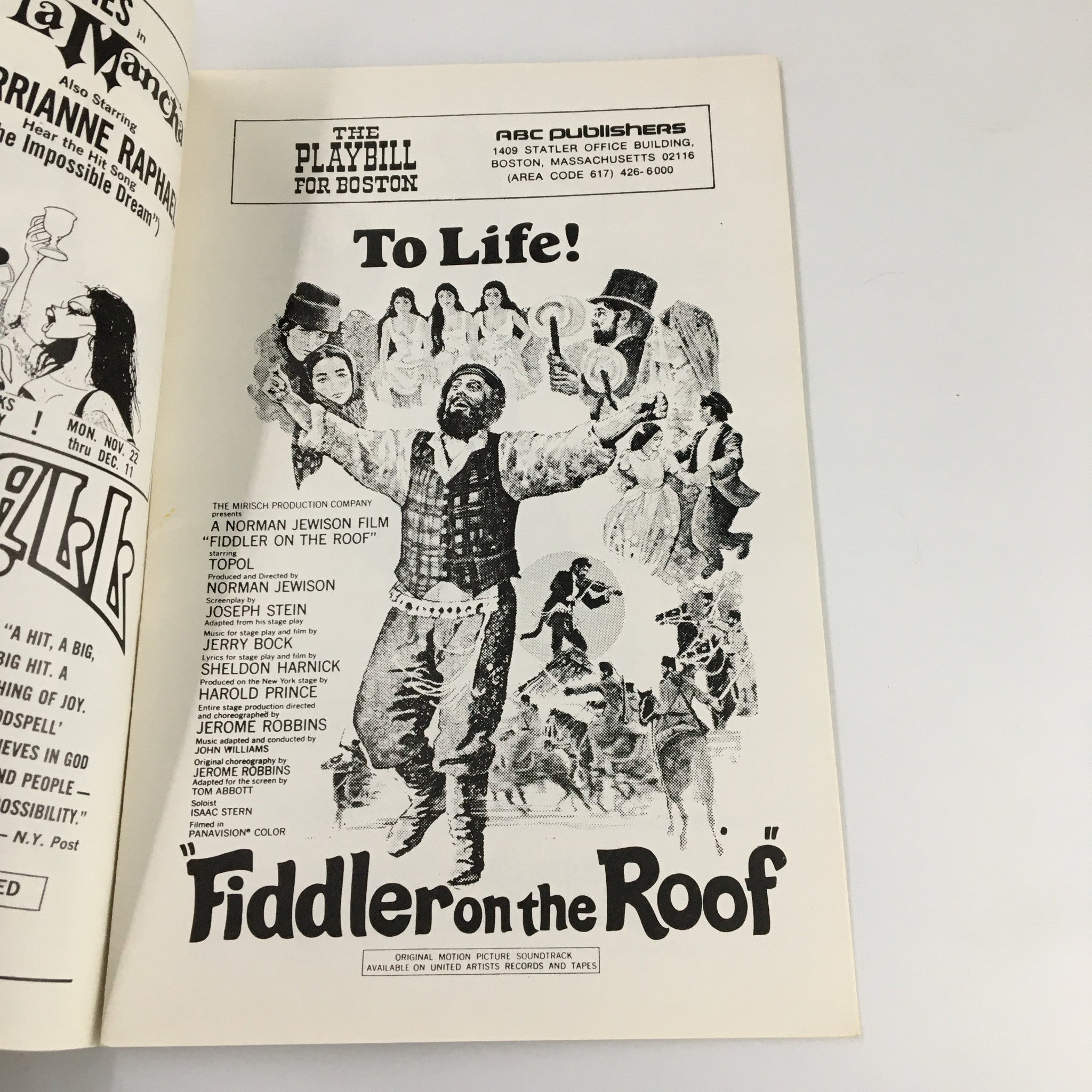 1971 Playbill Cheri Theatres Fiddler on the Roof by Norman Jewison