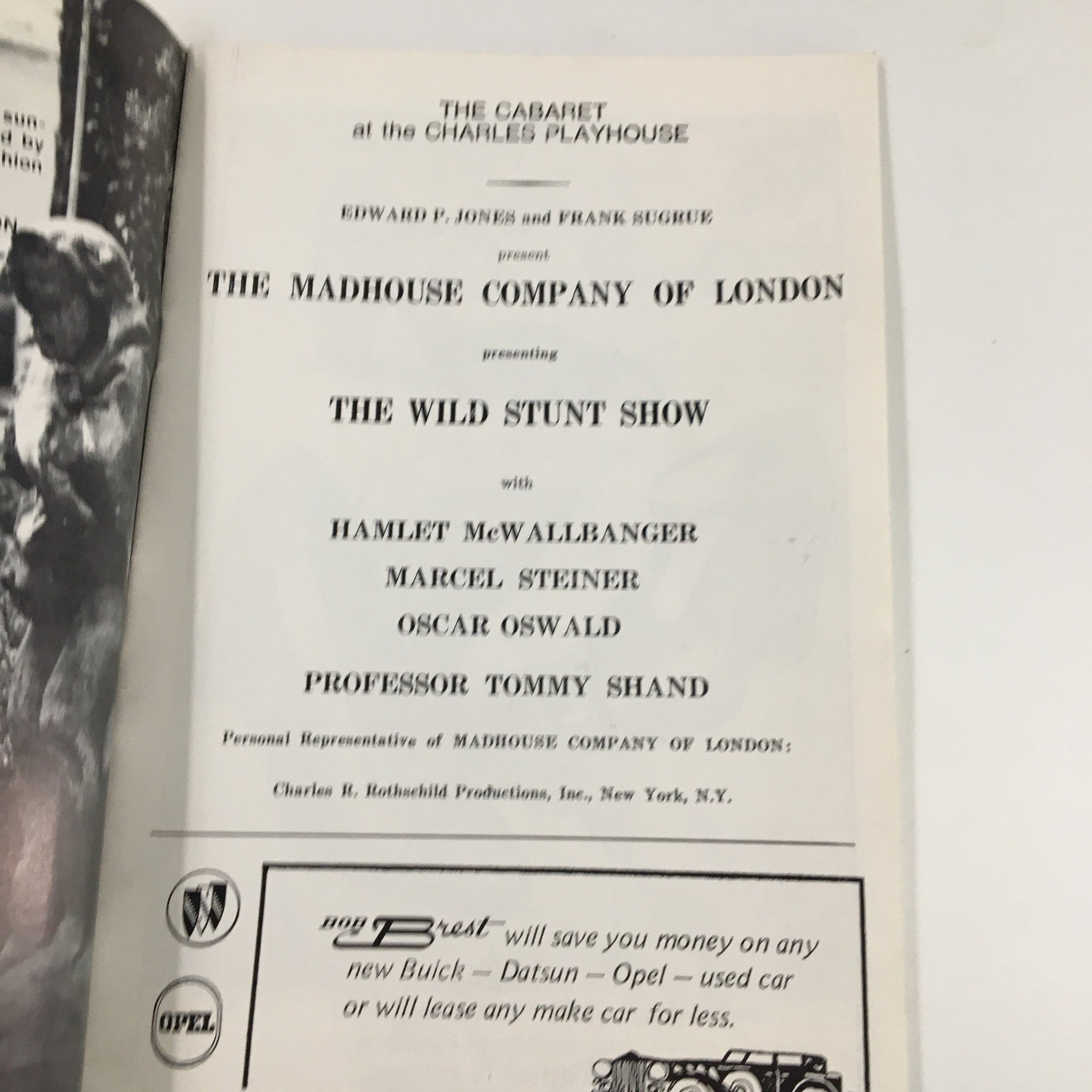 1975 Playbill The Cabinet at the Charples Playhouse The Wild Stunt Show