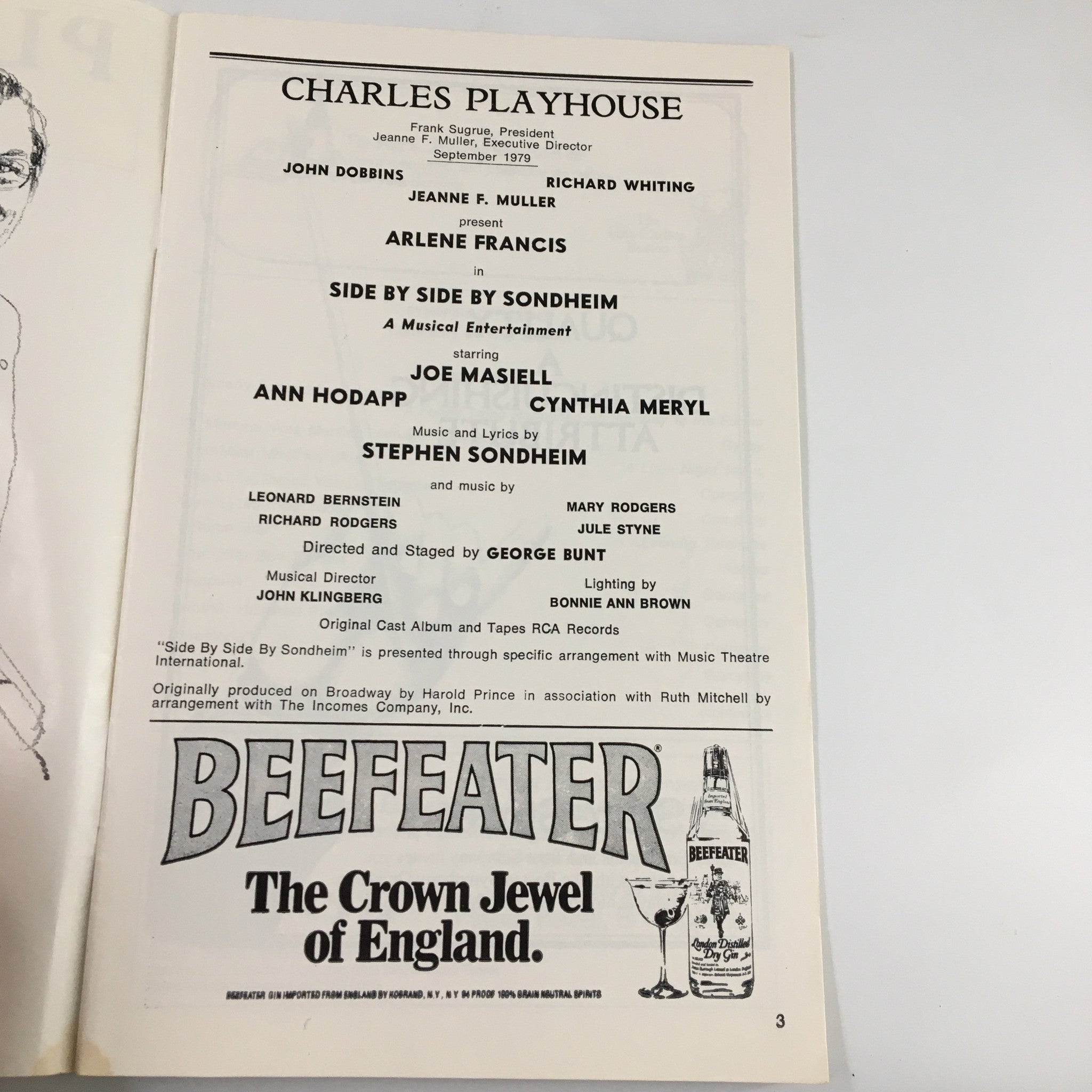 1979 Playbill Charles Playhouse Joe Masiell in Side by Side by Sondheim