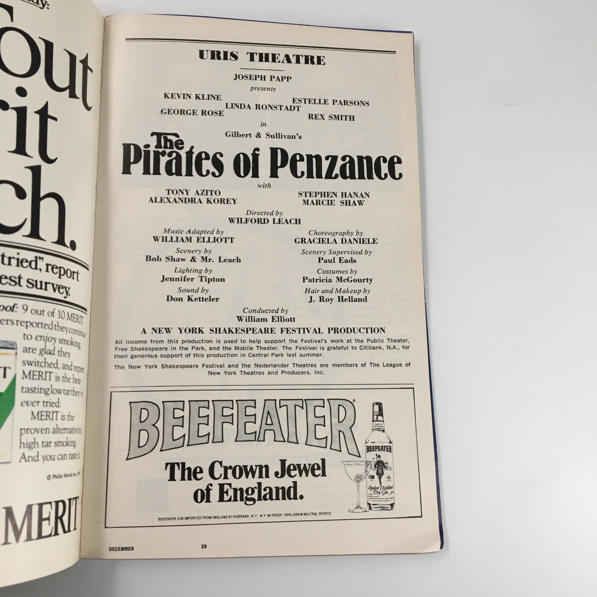 1980 Playbill Uris Theatre The Pirates of Penzance by Wilford Leach