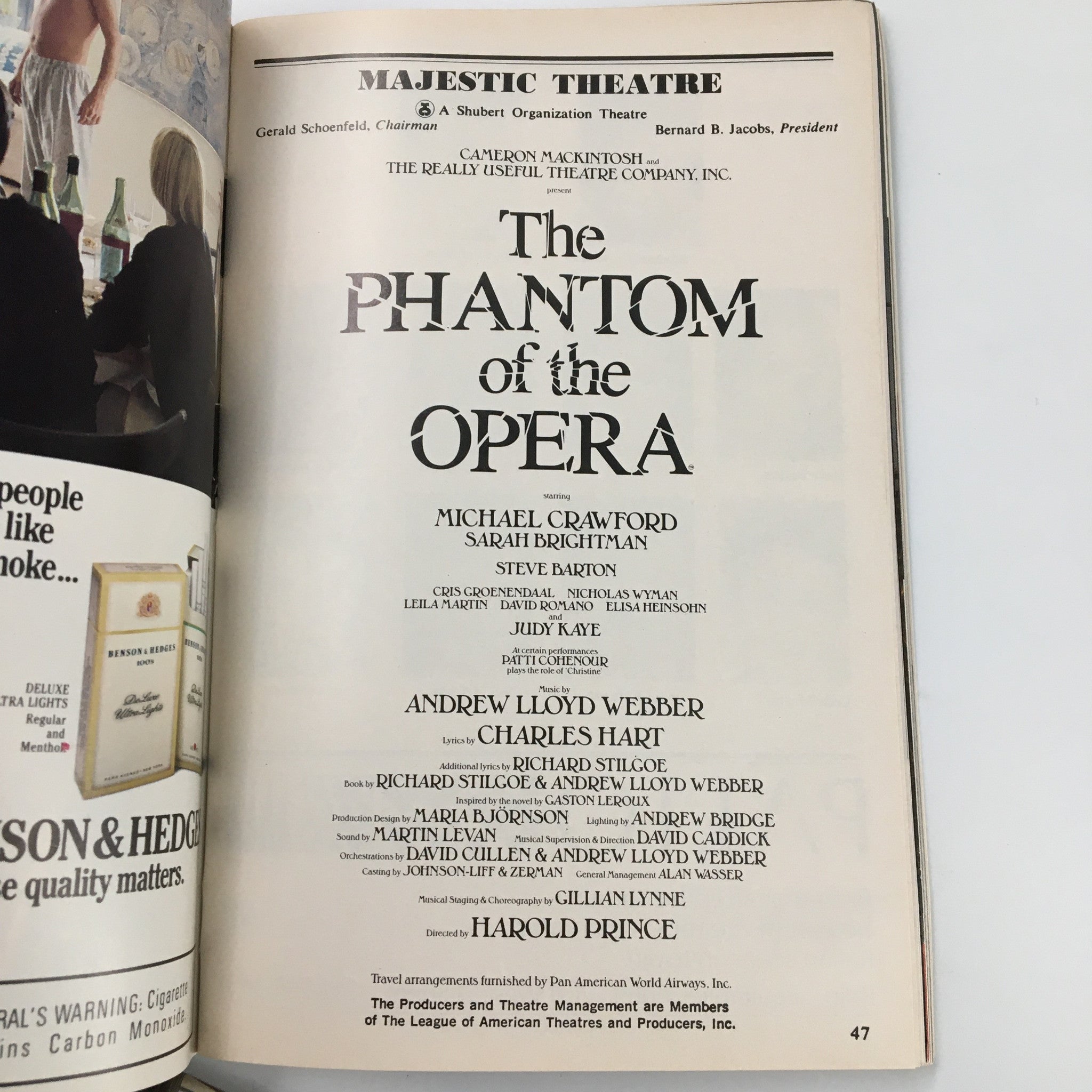 1988 Playbill Majestic Theatre The Phantom of the Opera by Harold Prince