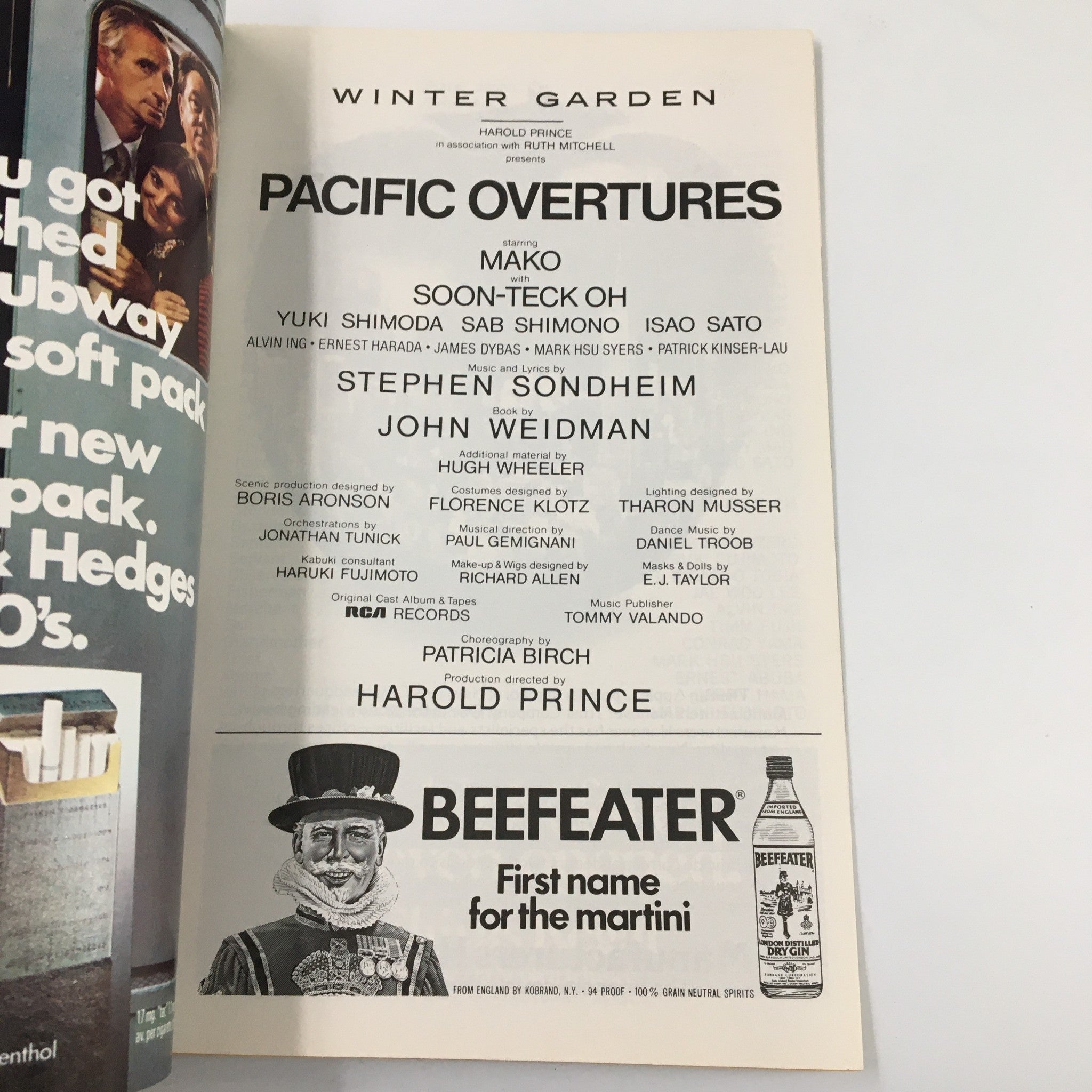 1976 Playbill Winter Garden Pacific Overtures by Stephen Sondheim