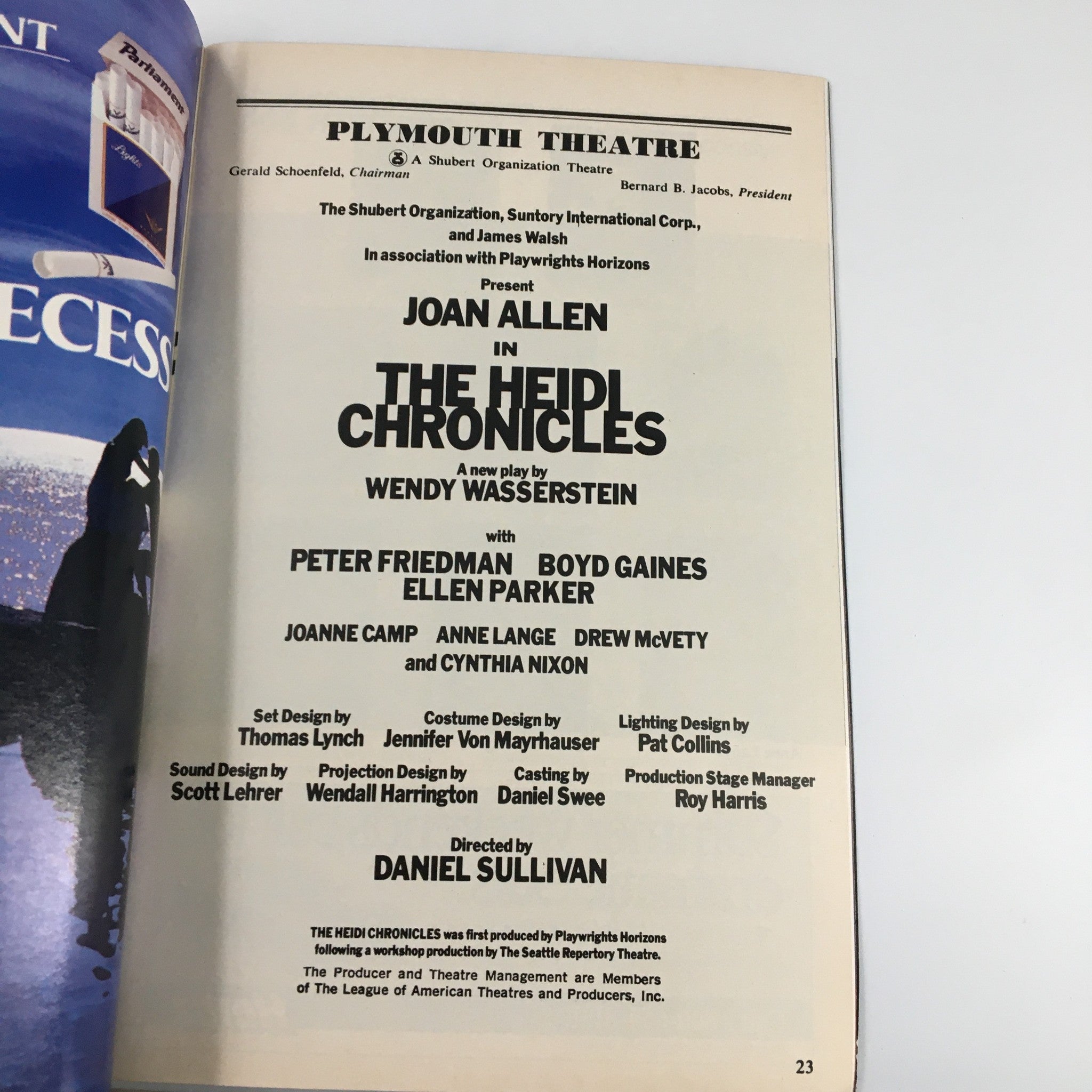 1989 Playbill Plymouth Theatre Vol 89 #8 Joan Allen in The Heidi Chronicles