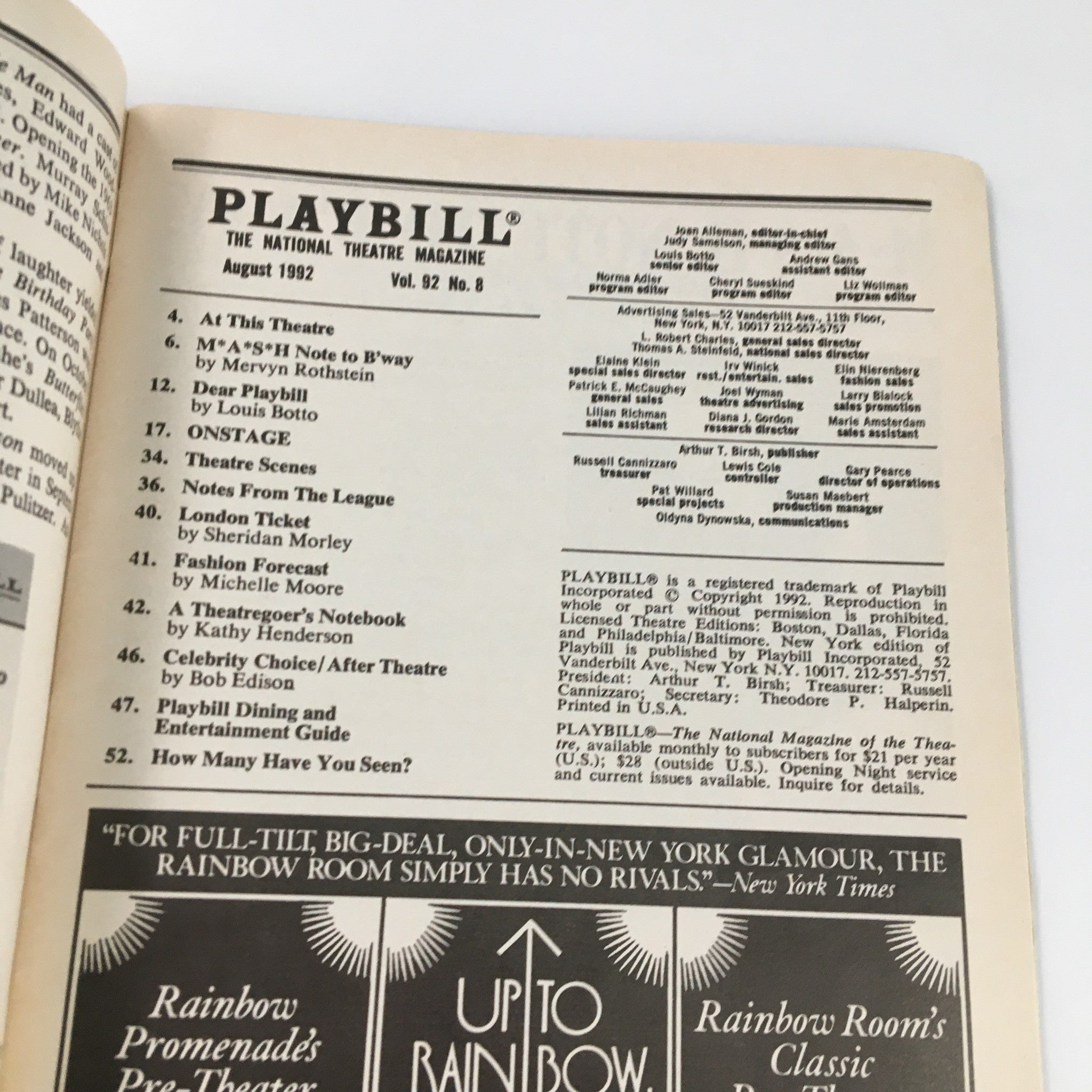 1992 Playbill The Booth Theatre The Most Happy Fella by Frank Loesser