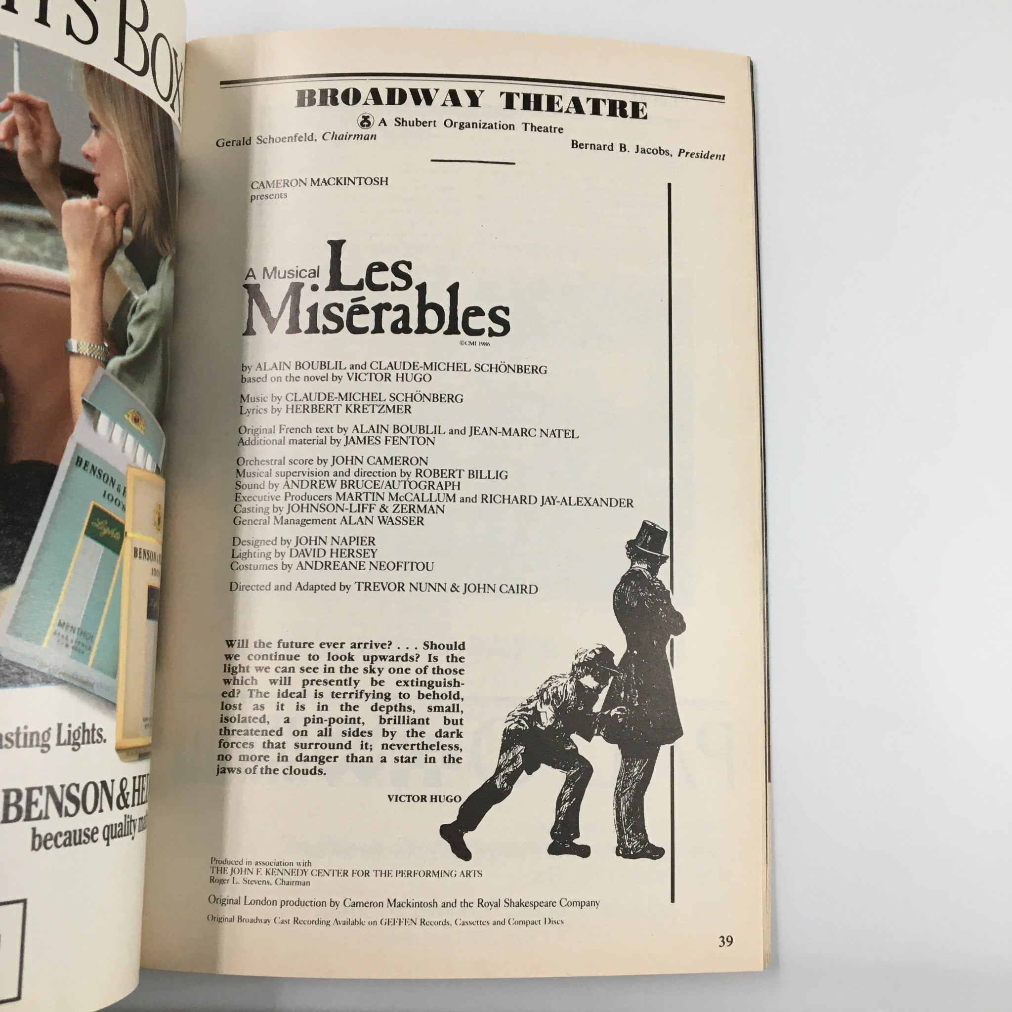 1987 Playbill Broadway Theatre Les Miserables by Trevor Nunn & John Caird