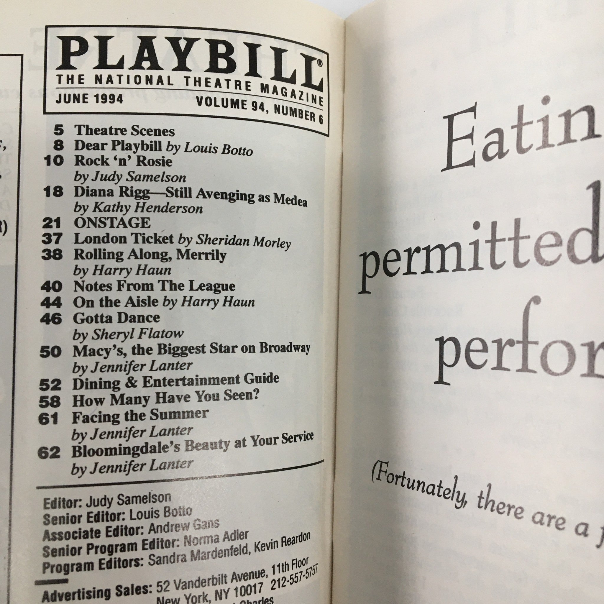 1994 Playbill The York Theatre Company Merrily We Roll Along by Susan Schulman