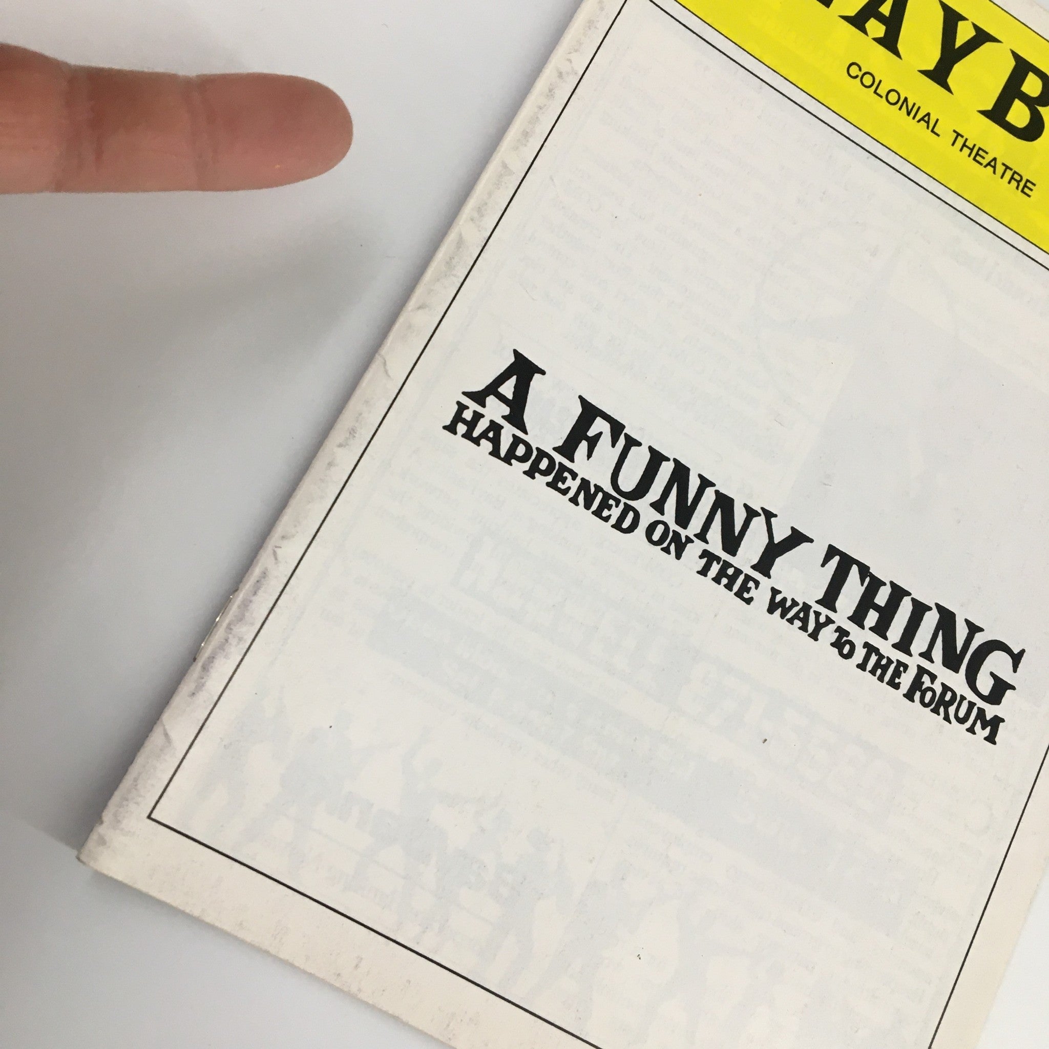 1987 Playbill Colonial Theatre Mickey Rooney in A Funny Thing Happened