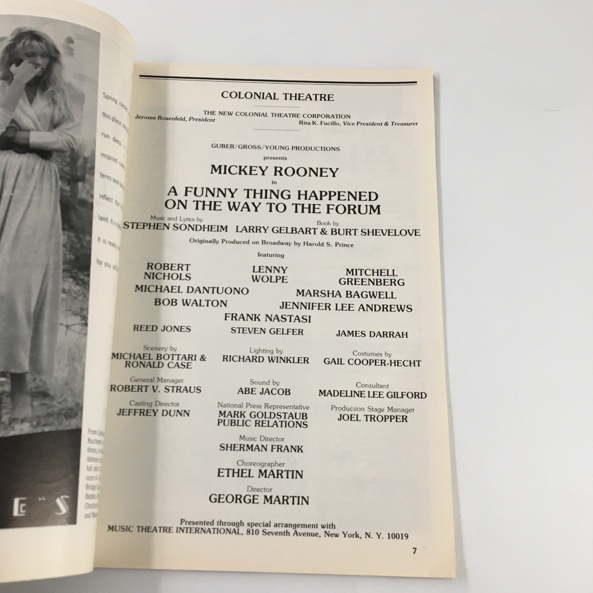 1987 Playbill Colonial Theatre Mickey Rooney in A Funny Thing Happened