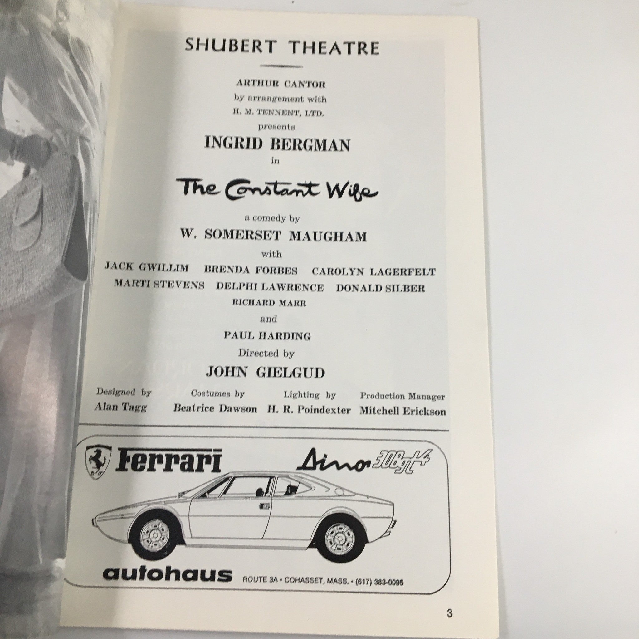 1975 Playbill Shubert Theatre Ingrid Bergman The Constant Wife by John Gielgud