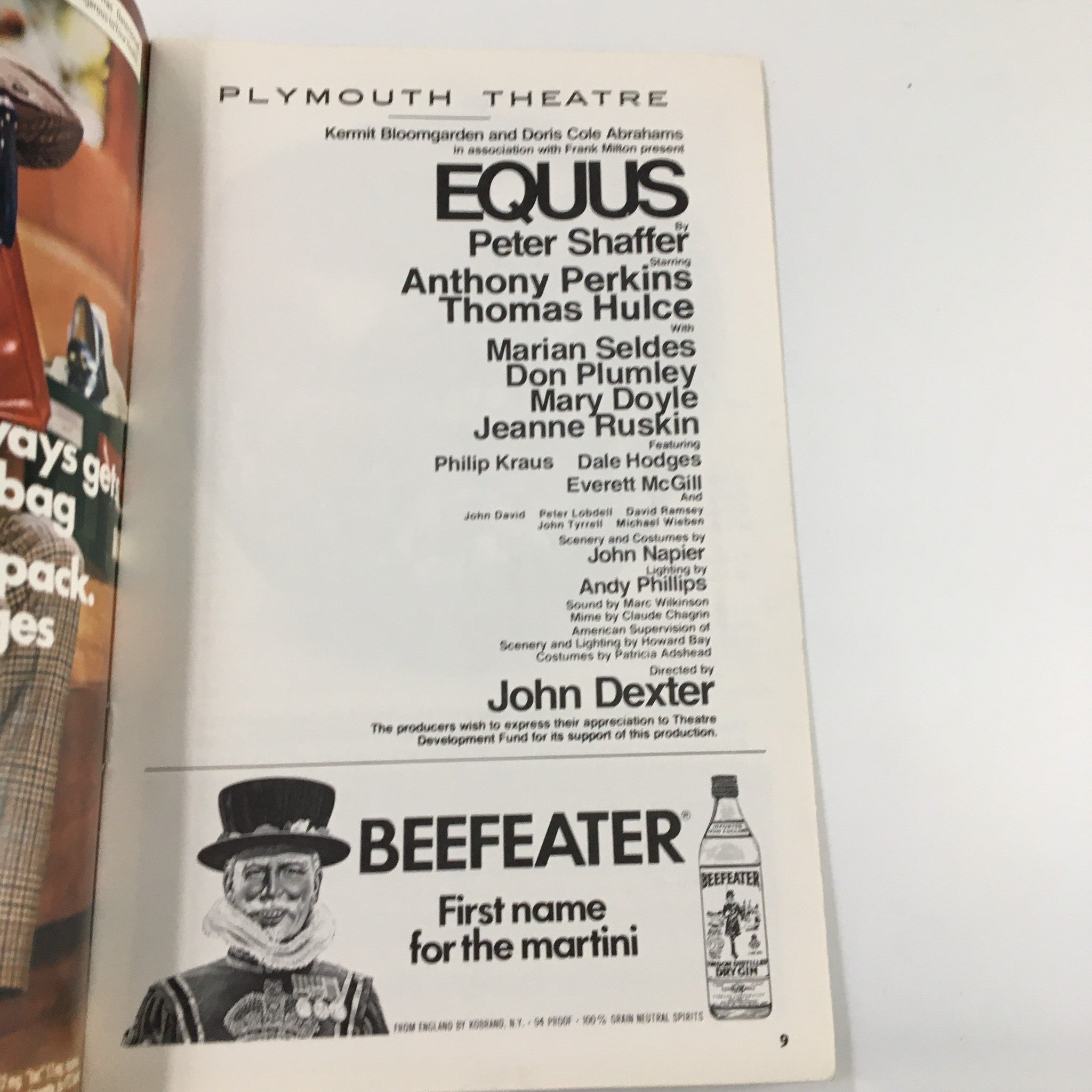 1975 Playbill Plymouth Theatre Anthony Perkins in Equus by Peter Shaffer