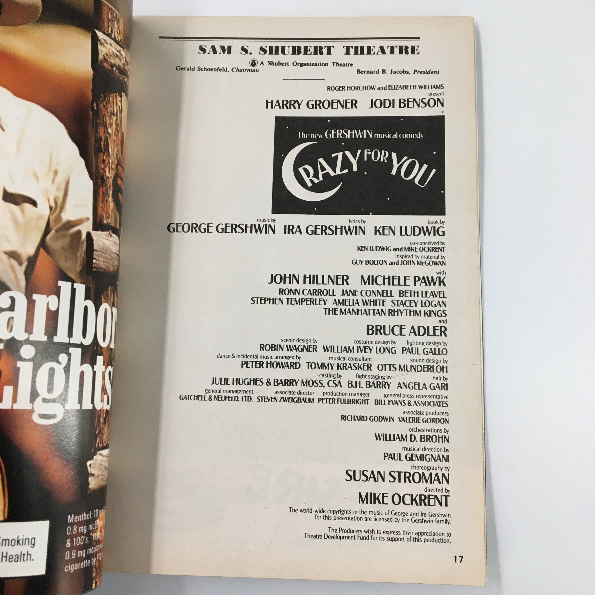 1992 Playbill Sam S. Shubert Harry Groener in Crazy For You by Mike Ockrent