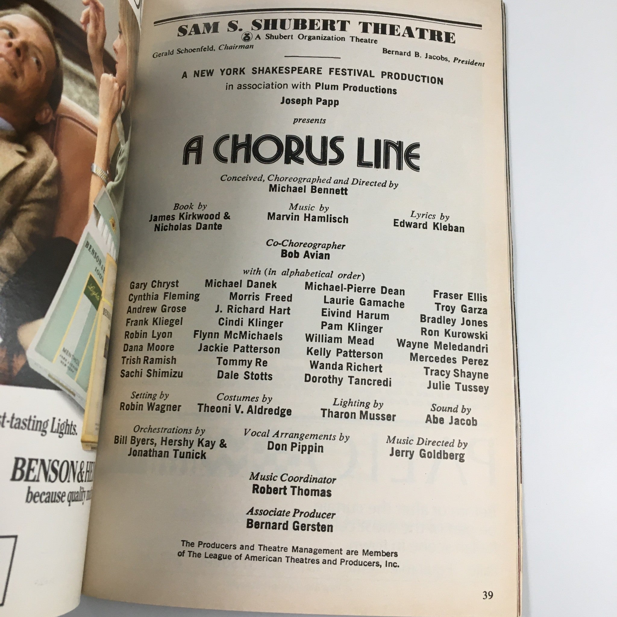 1987 Playbill Sam S. Shubert Theatre Gary Chryst in A Chorus Line by Joseph Papp