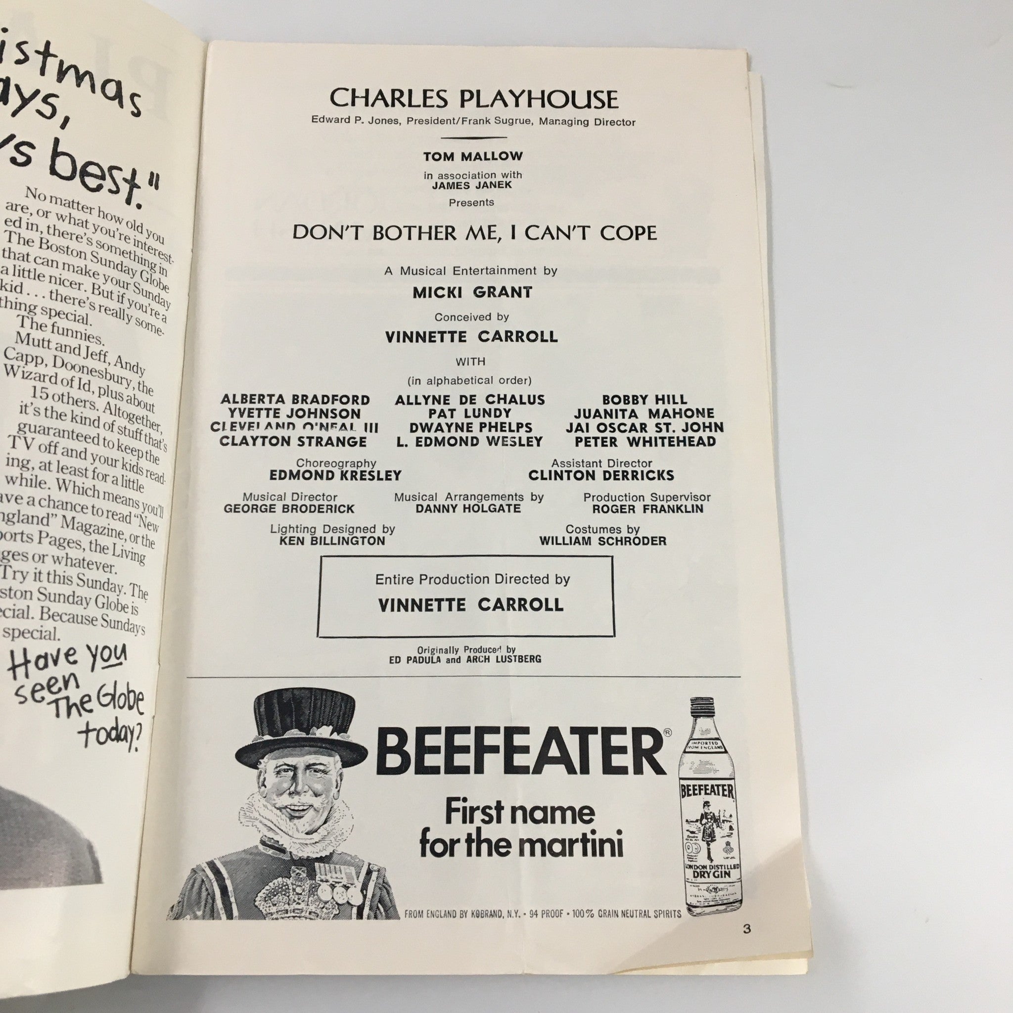 1976 Playbill Charles Playhouse Don't Bother Me I Can't Cope by Vinnette Carroll