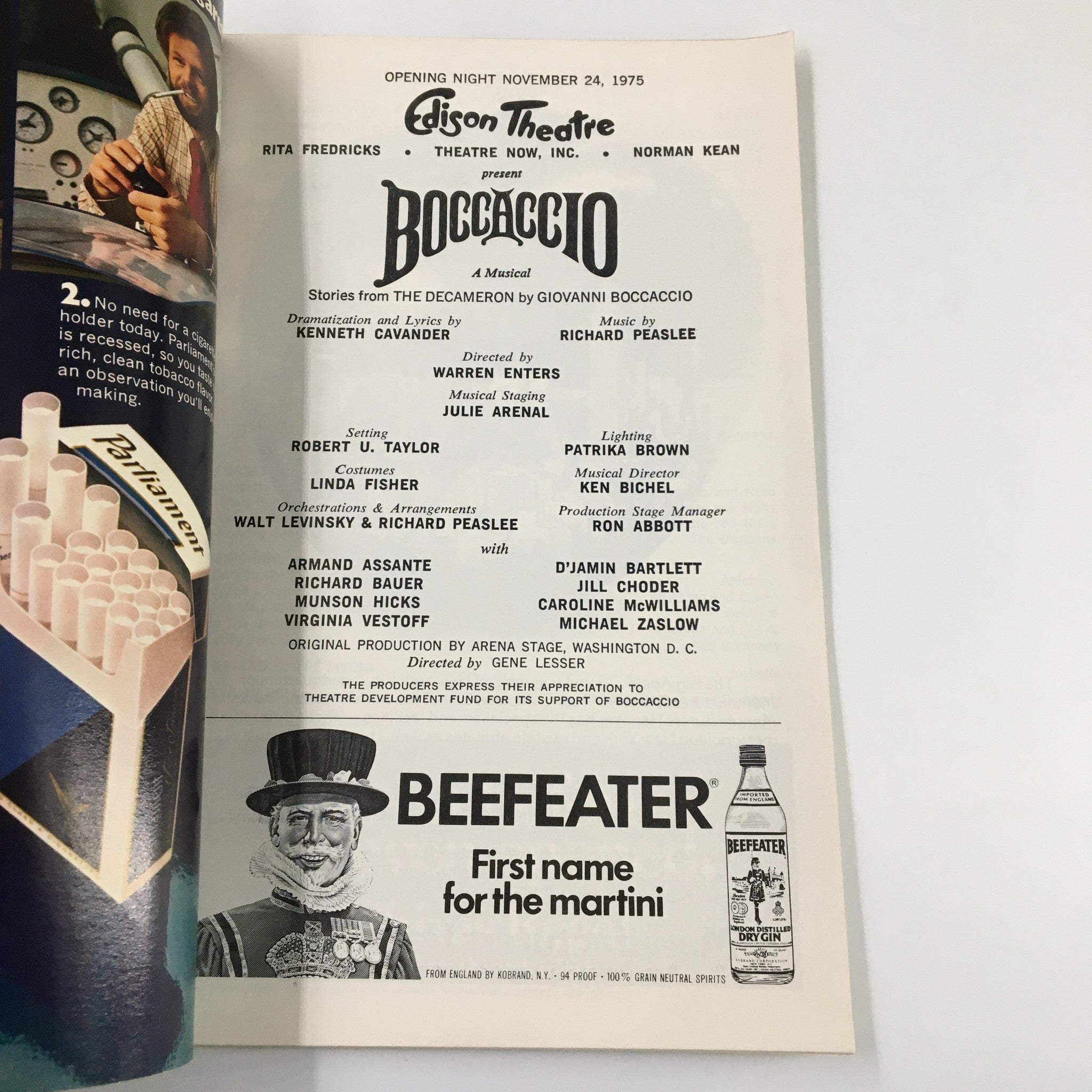 1975 Playbill Edison Theatre Rita Fredricks in Boccaccio by Warren Enters