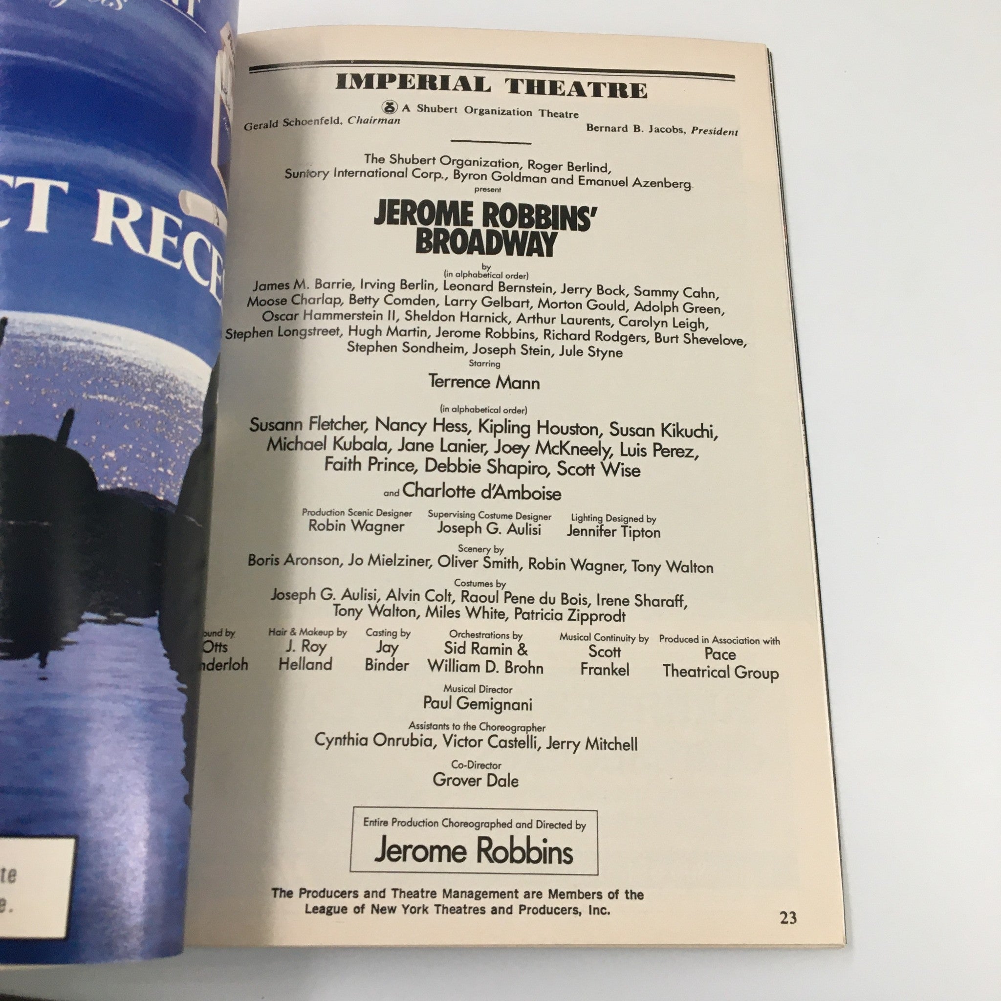 1989 Playbill Imperial Theatre James M. Barrie in Broadway by Jerome Robbins