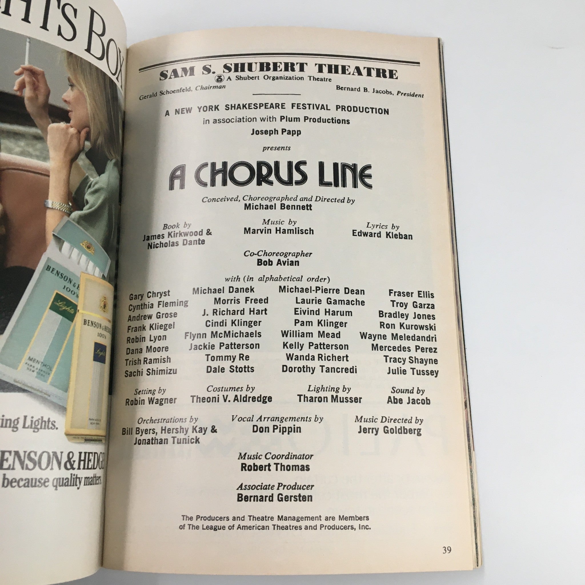 1987 Playbill Sam S. Shubert Theatre A Chorus Line Gary Chryst & Michael Danek