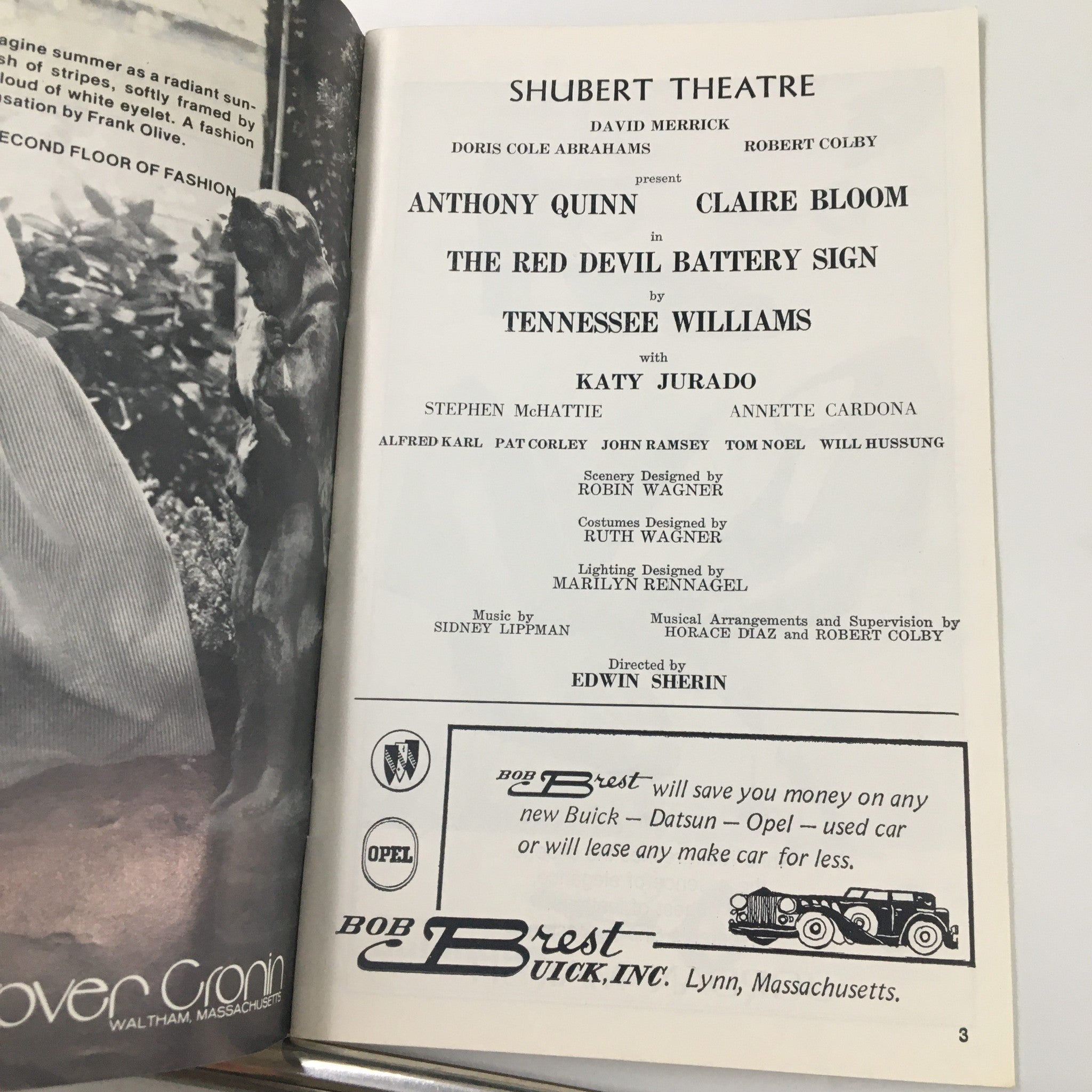 1975 Playbill Shubert Theatre The Red Devil Battery Sign by Tennessee Williams