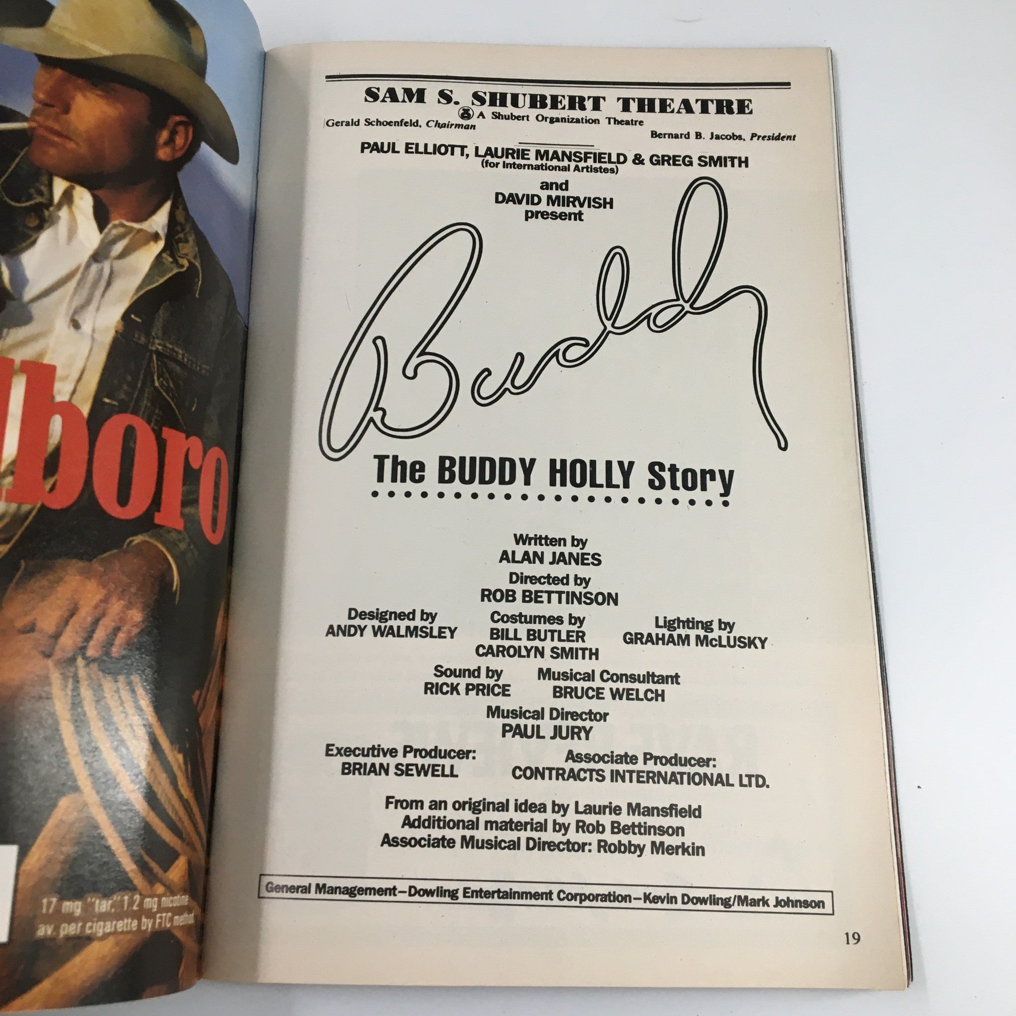 1991 Playbill Sam S. Shubert Theatre The Buddy Holly Story by Rob Bettinson