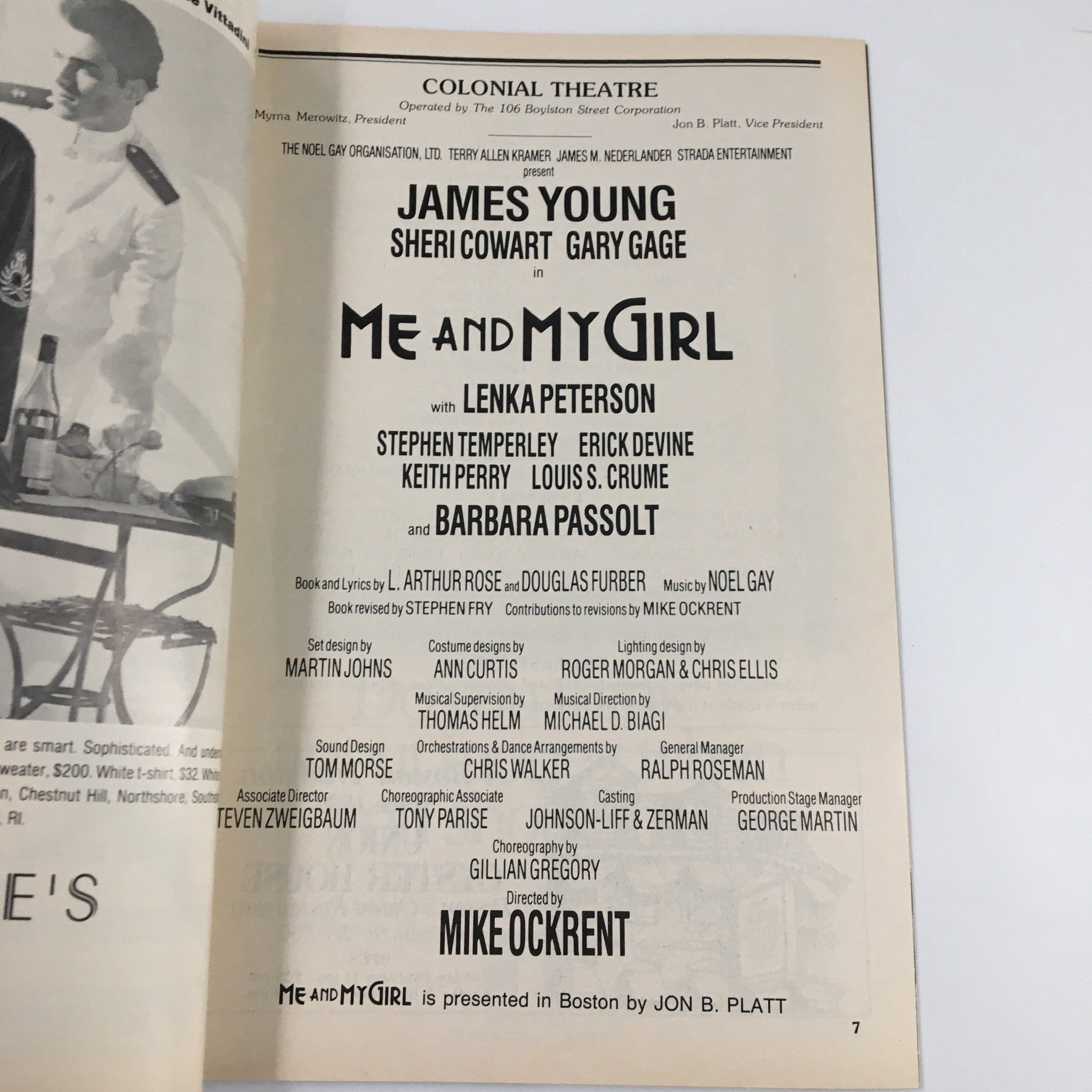 1989 Playbill Colonial Theatre James Young in Me and My Girl by Mike Ockrent