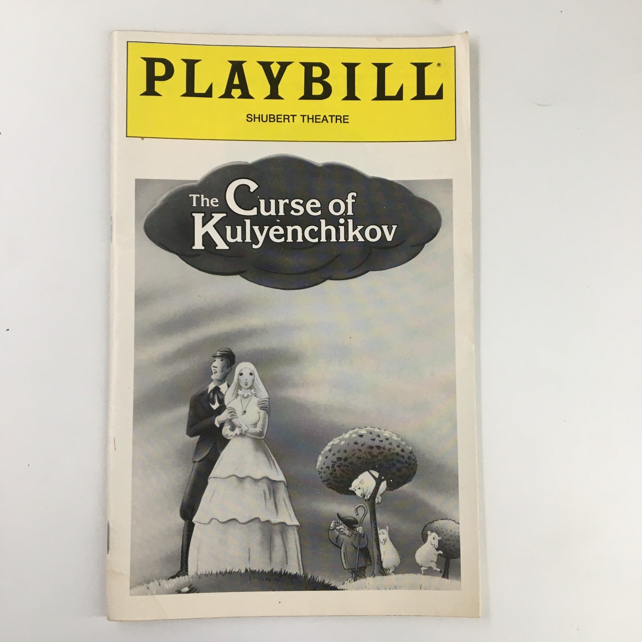 1981 Playbill for The Curse of Kulyenchikov at Shubert Theatre featuring an illustration of a bride and groom alongside whimsical characters.
