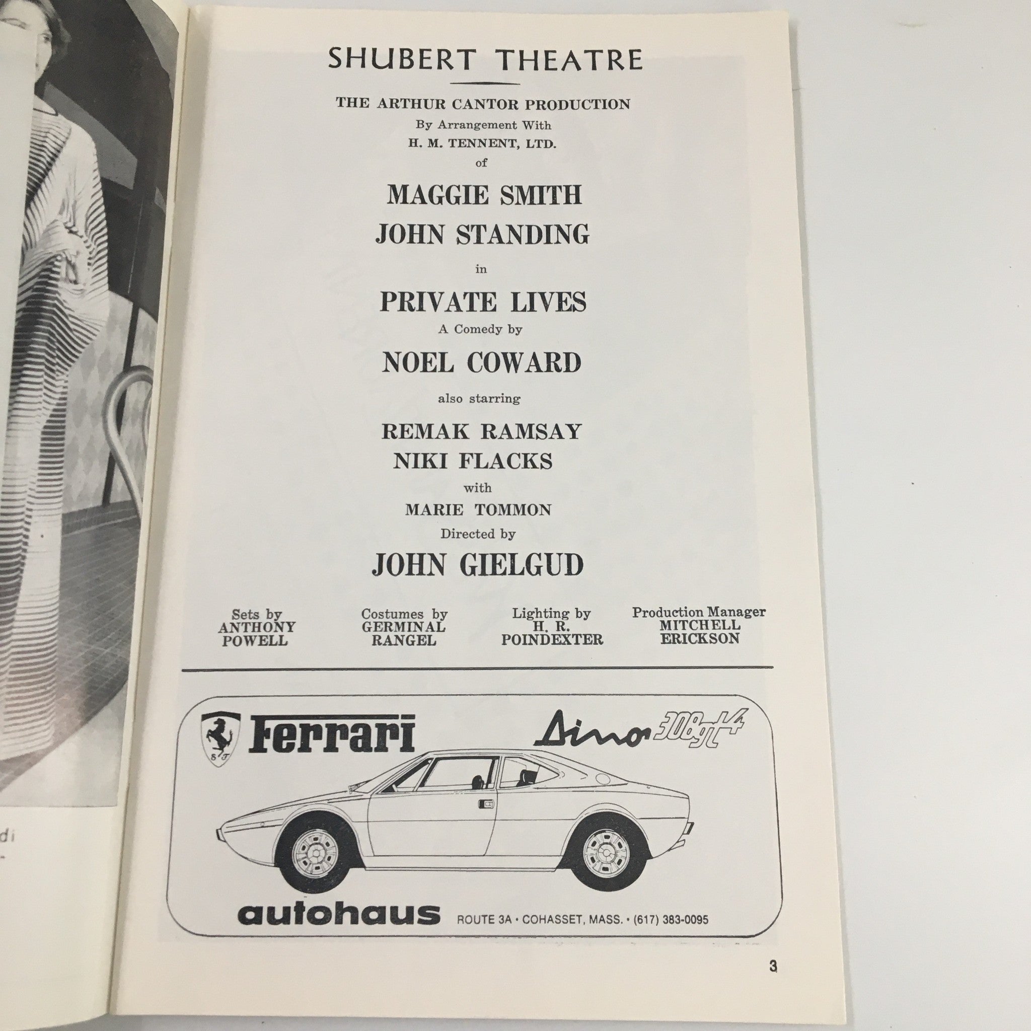 1975 Playbill Shubert Theatre Maggie Smith & John Standing in Private Lives