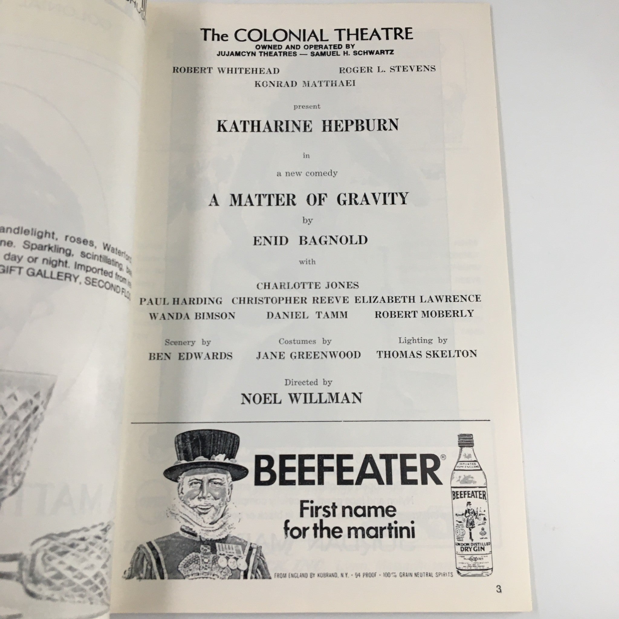 1975 Playbill The Colonial Theatre Katharine Hepburn in A Matter of Gravity VG