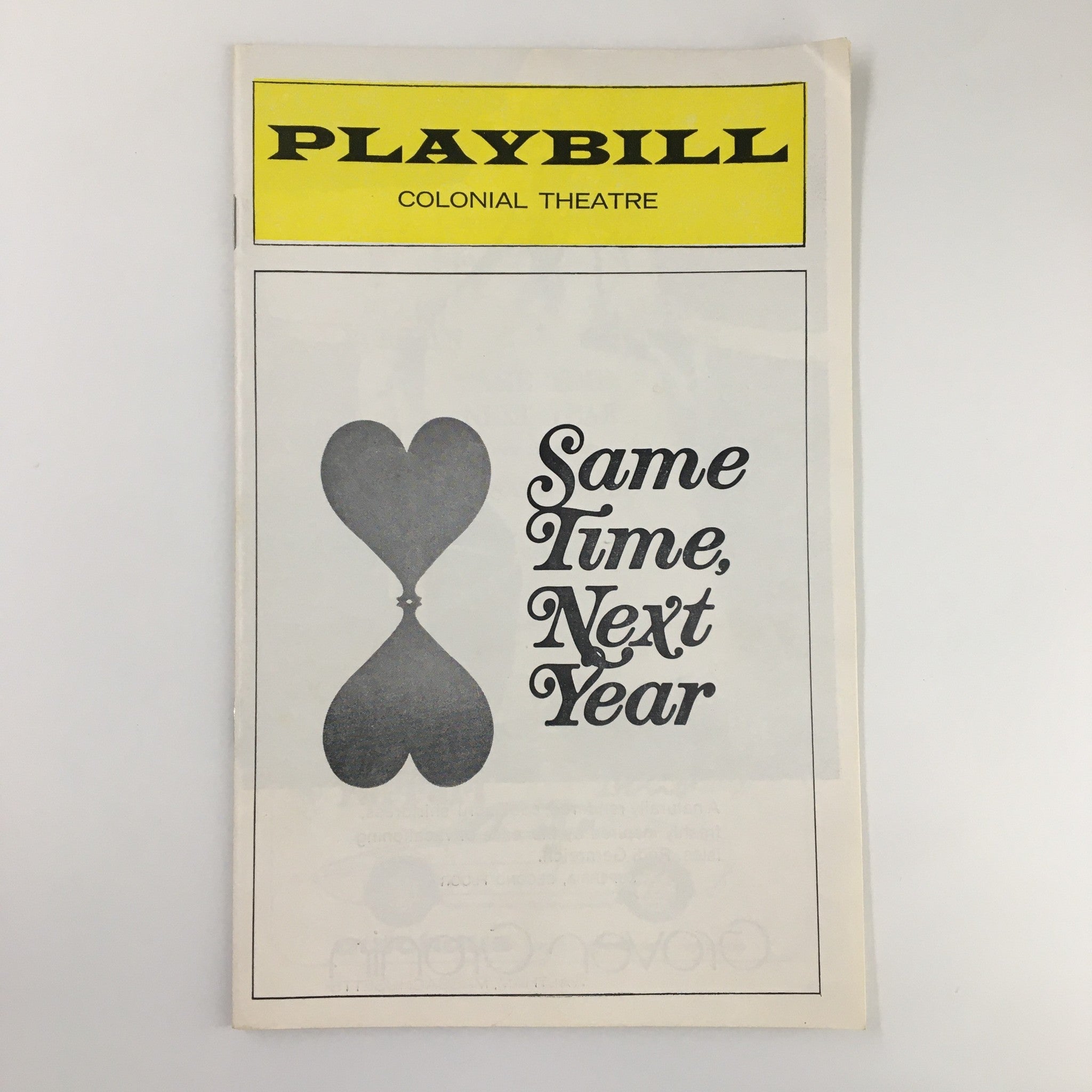 1975 Playbill The Colonial Theatre Ellen Burstyn in Same Time, Next Year VG