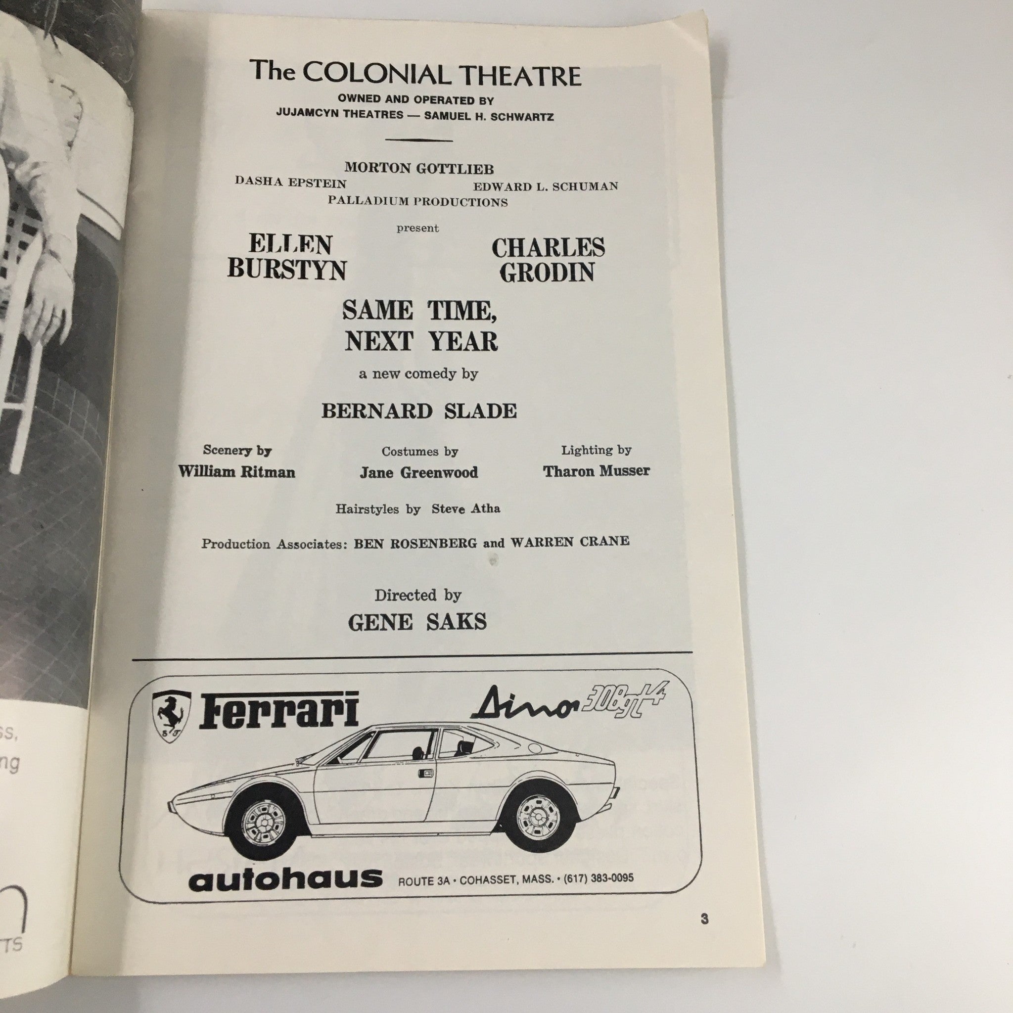 1975 Playbill The Colonial Theatre Ellen Burstyn in Same Time, Next Year VG