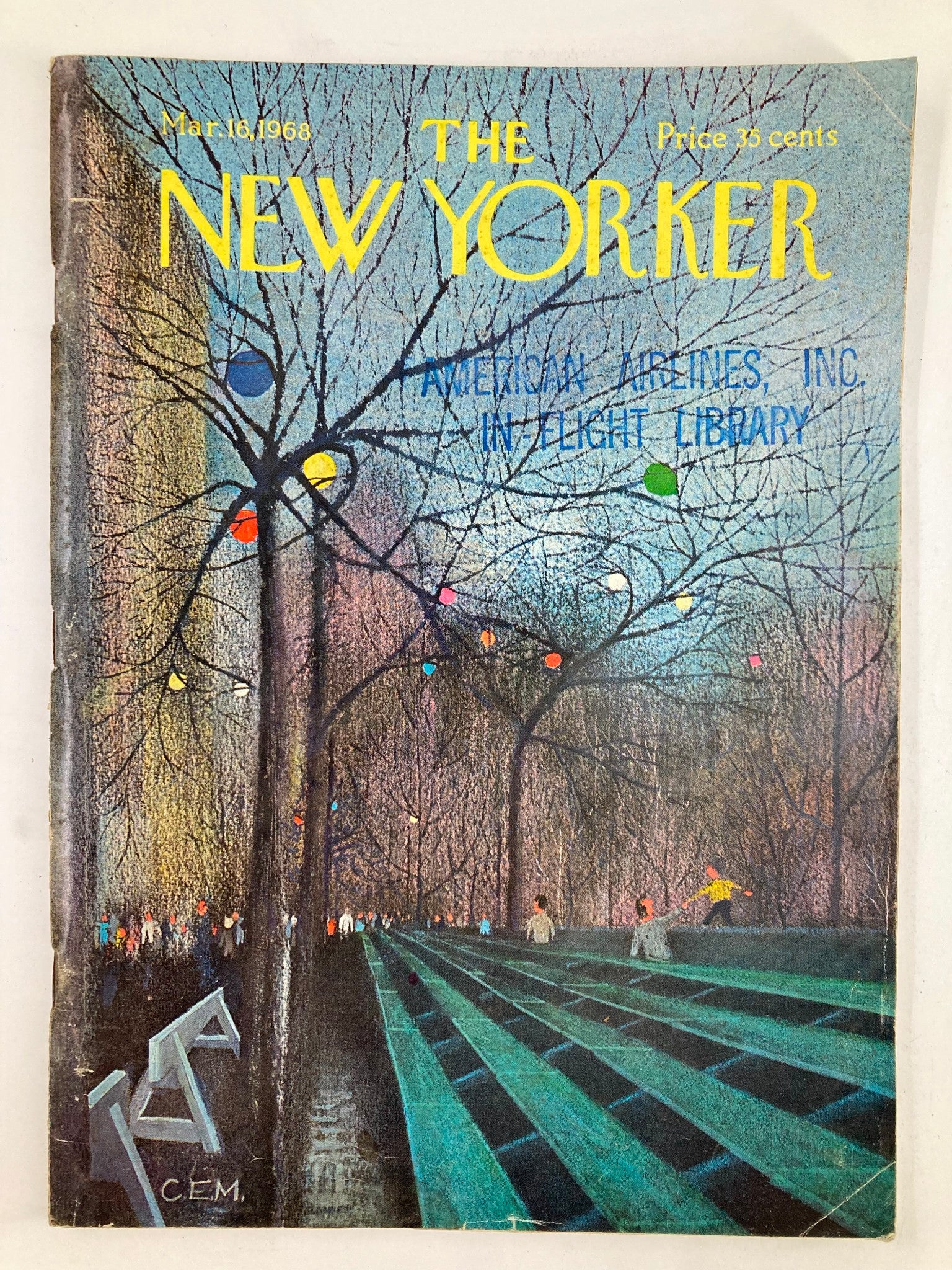 The New Yorker Full Magazine March 16 1968 Bench Party by C. E. Martin No Label