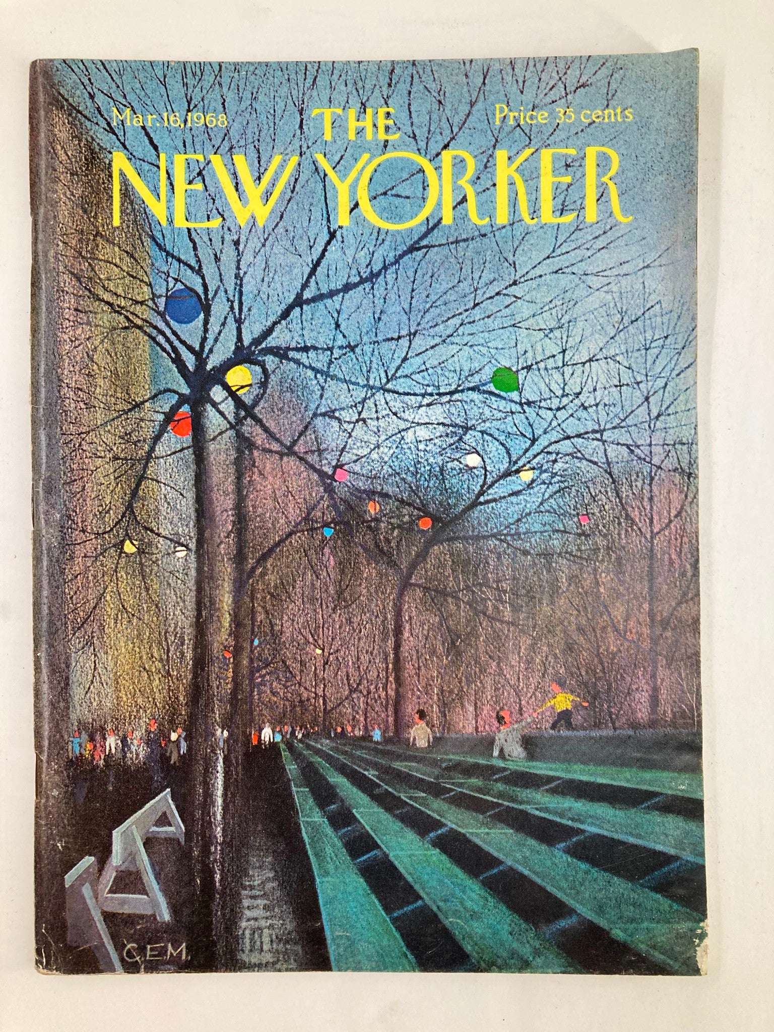 The New Yorker Full Magazine March 16 1968 Empty Bench by C. E. Martin No Label