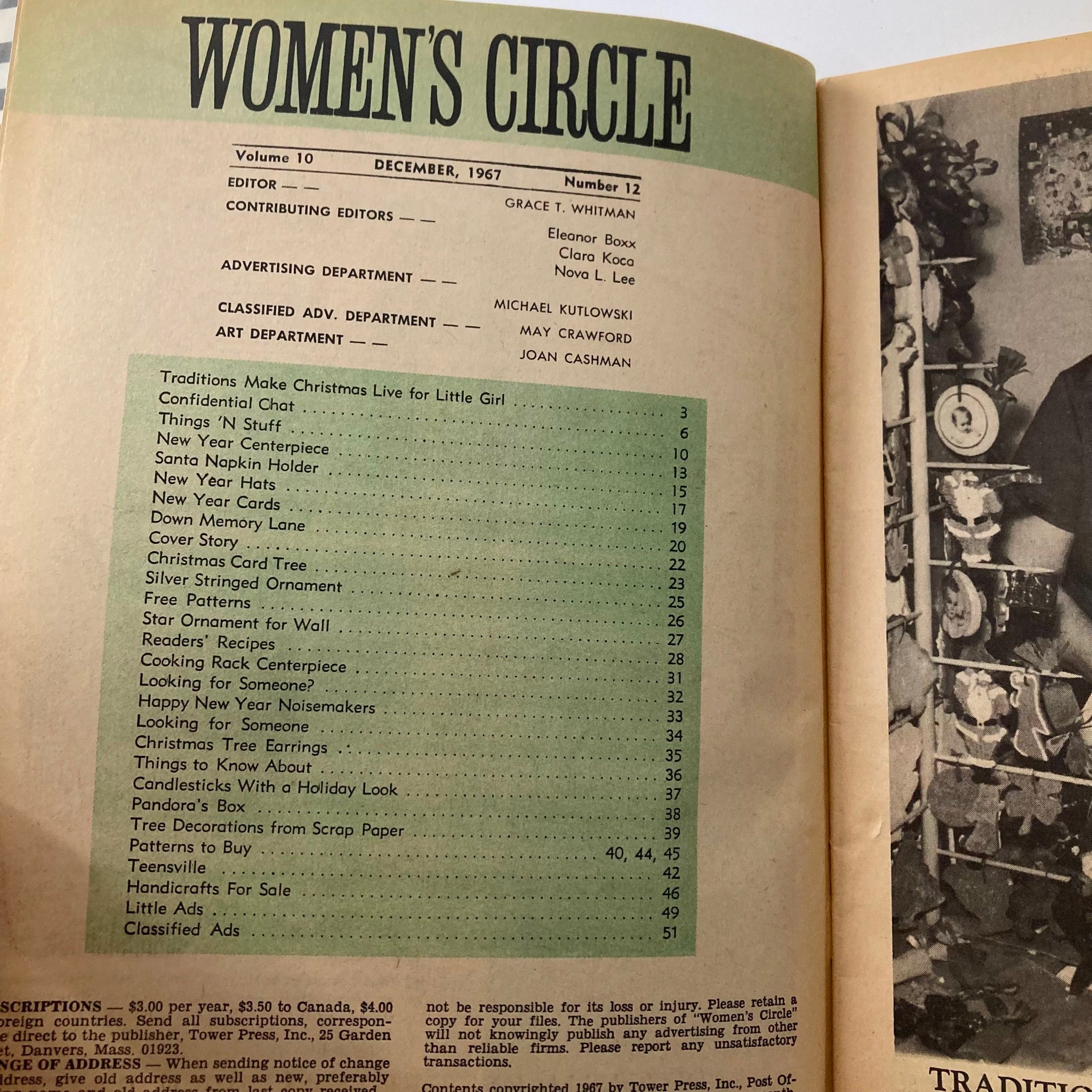 VTG Women's Circle Magazine December 1967 Vol 10 No. 12 Pandora's Box No Label